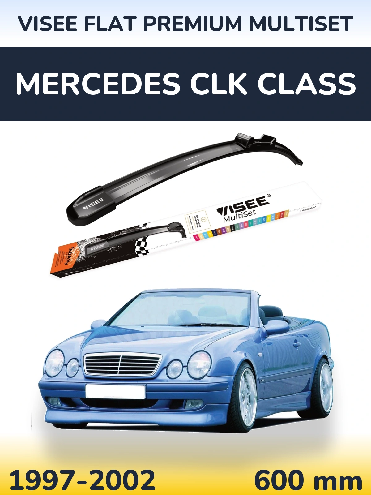 Front wiper blade VISEE FLAT PREMIUM MultiSet 600 mm for Mercedes CLK Class 1997-2002