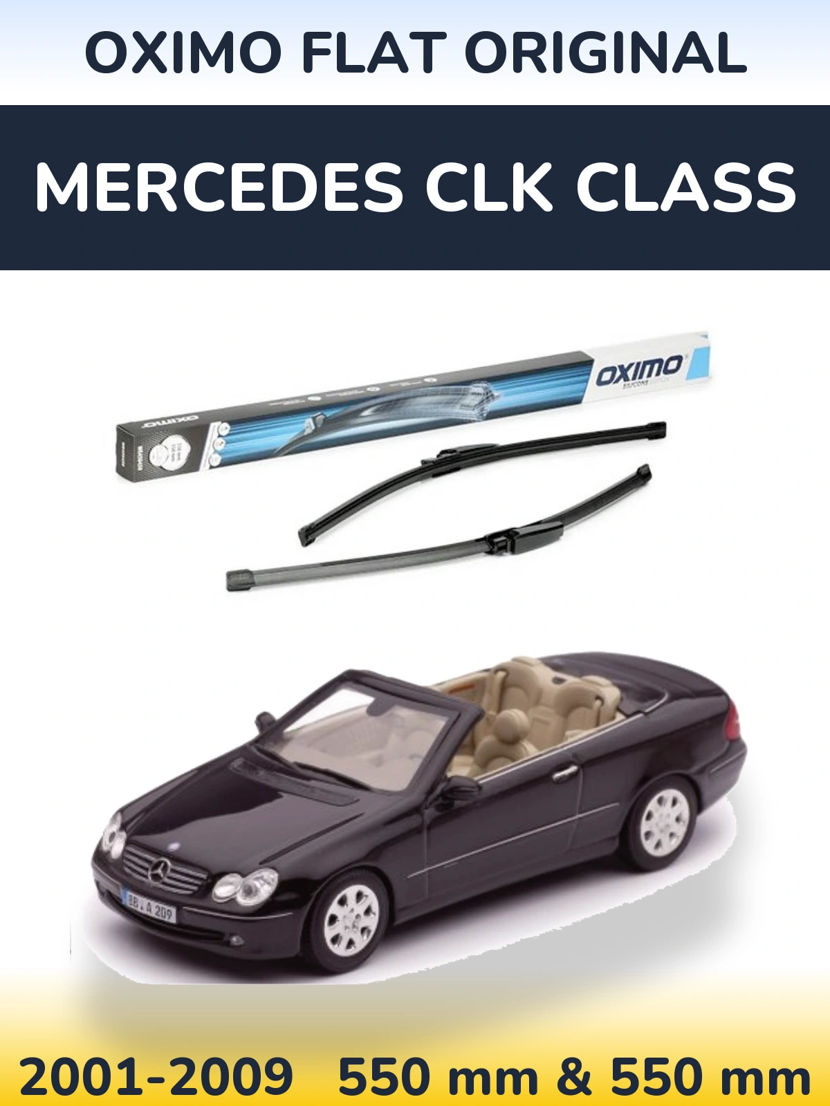 Front wiper blade set Oximo Flat Original 550 & 550 mm for Mercedes CLK Class 2001-2009