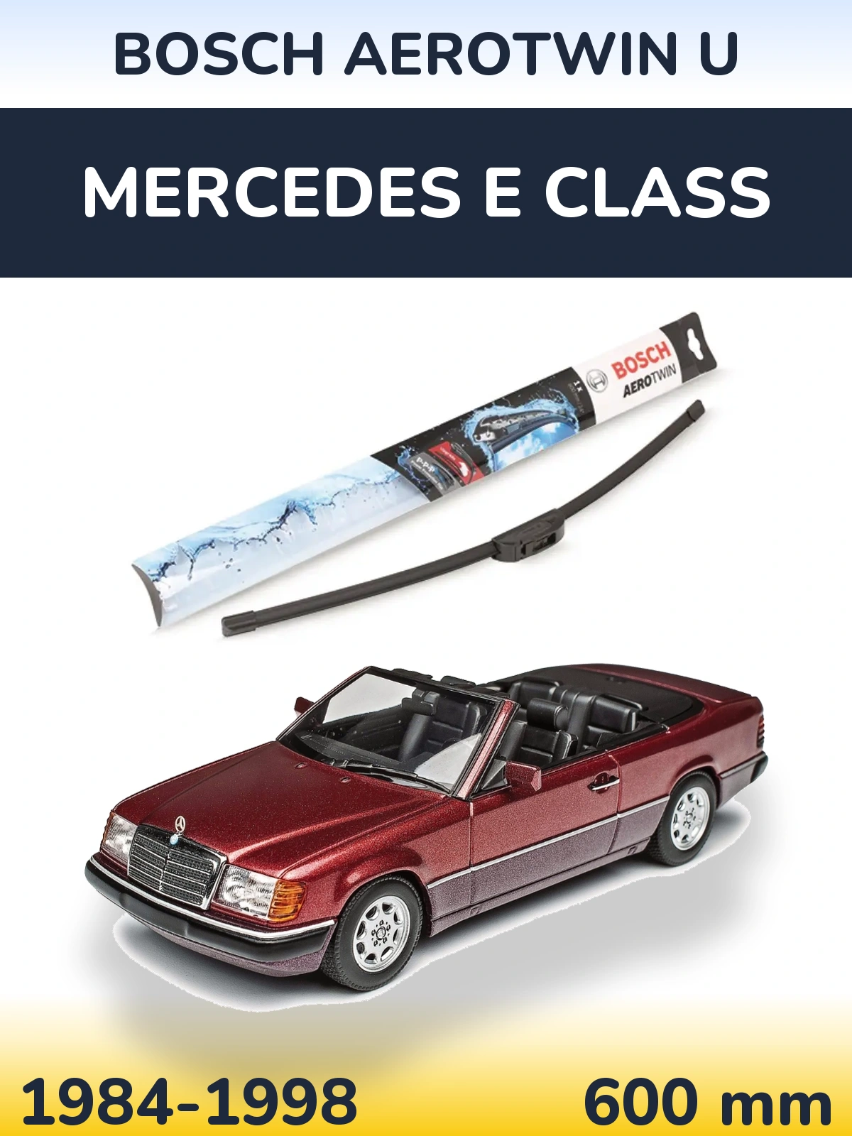 Front wiper blade BOSCH AeroTwin U 600 mm for Mercedes E Class 1984-1998