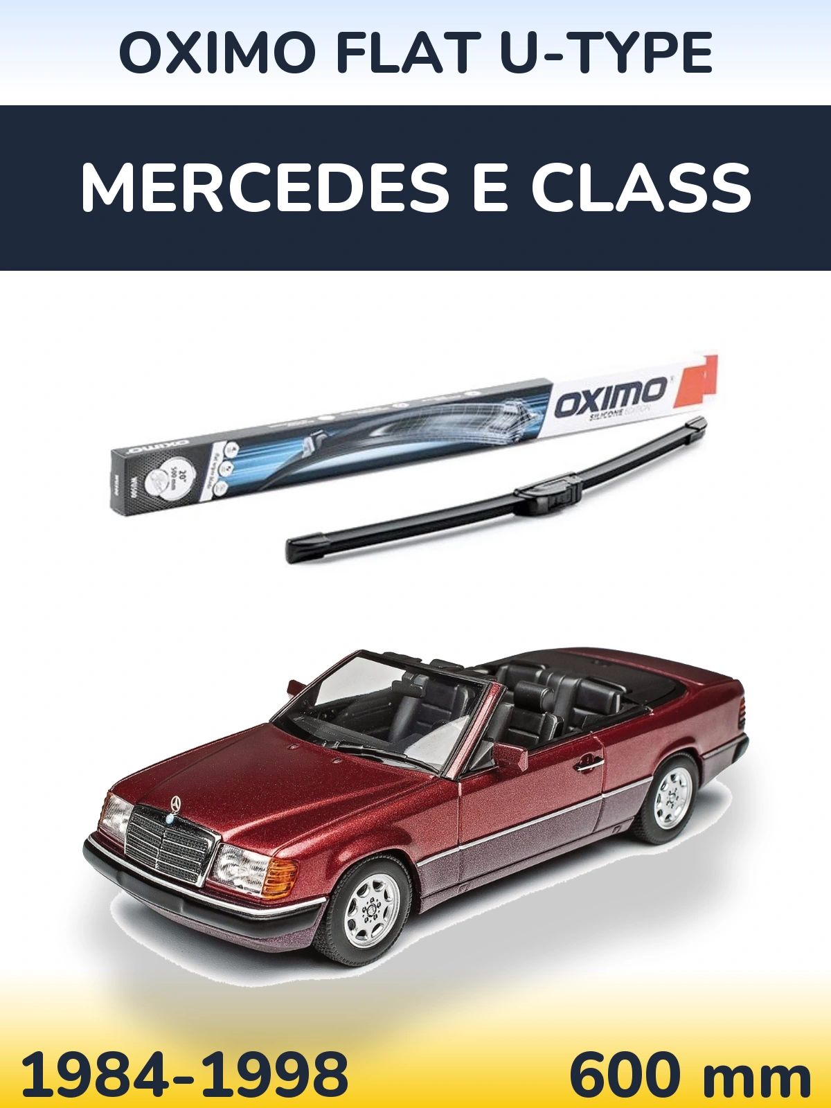 Передний дворник Oximo Flat U-type 600 мм для Mercedes E Class 1984-1998