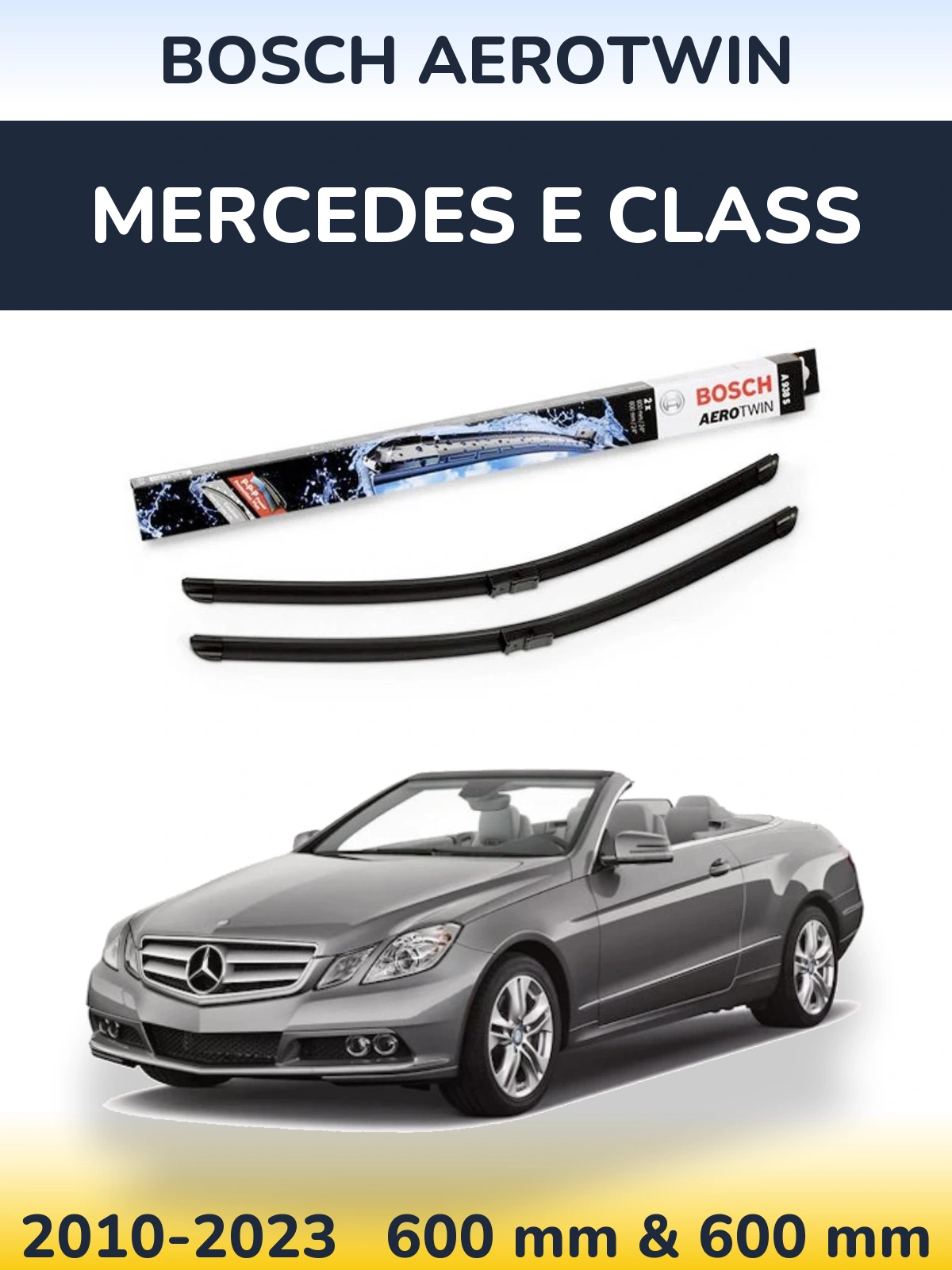 Комплект передних дворников BOSCH AeroTwin 600 & 600 мм для Mercedes E Class 2010-2023
