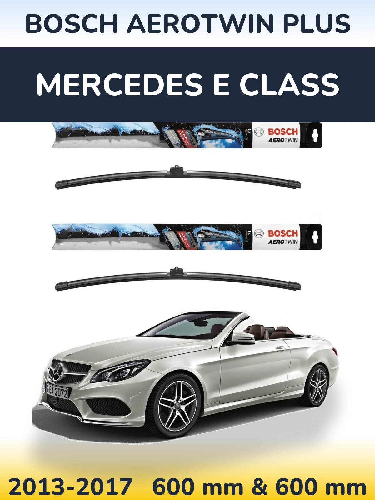 Комплект передних дворников BOSCH AeroTwin Plus 600 & 600 мм для Mercedes E Class 2013-2017