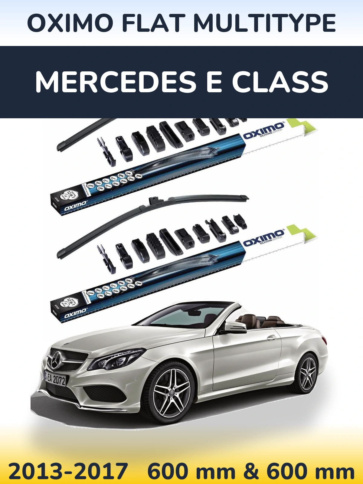Front wiper blade set Oximo Flat MultiTypee 600 & 600 mm for Mercedes E Class 2013-2017