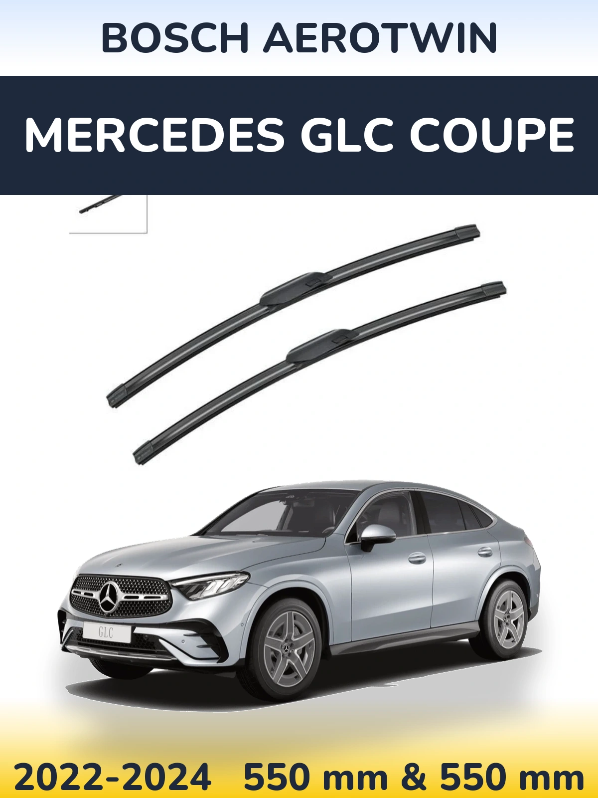 Front wiper blade set BOSCH AeroTwin 550 & 550 mm for Mercedes GLC Coupe 2022-2024