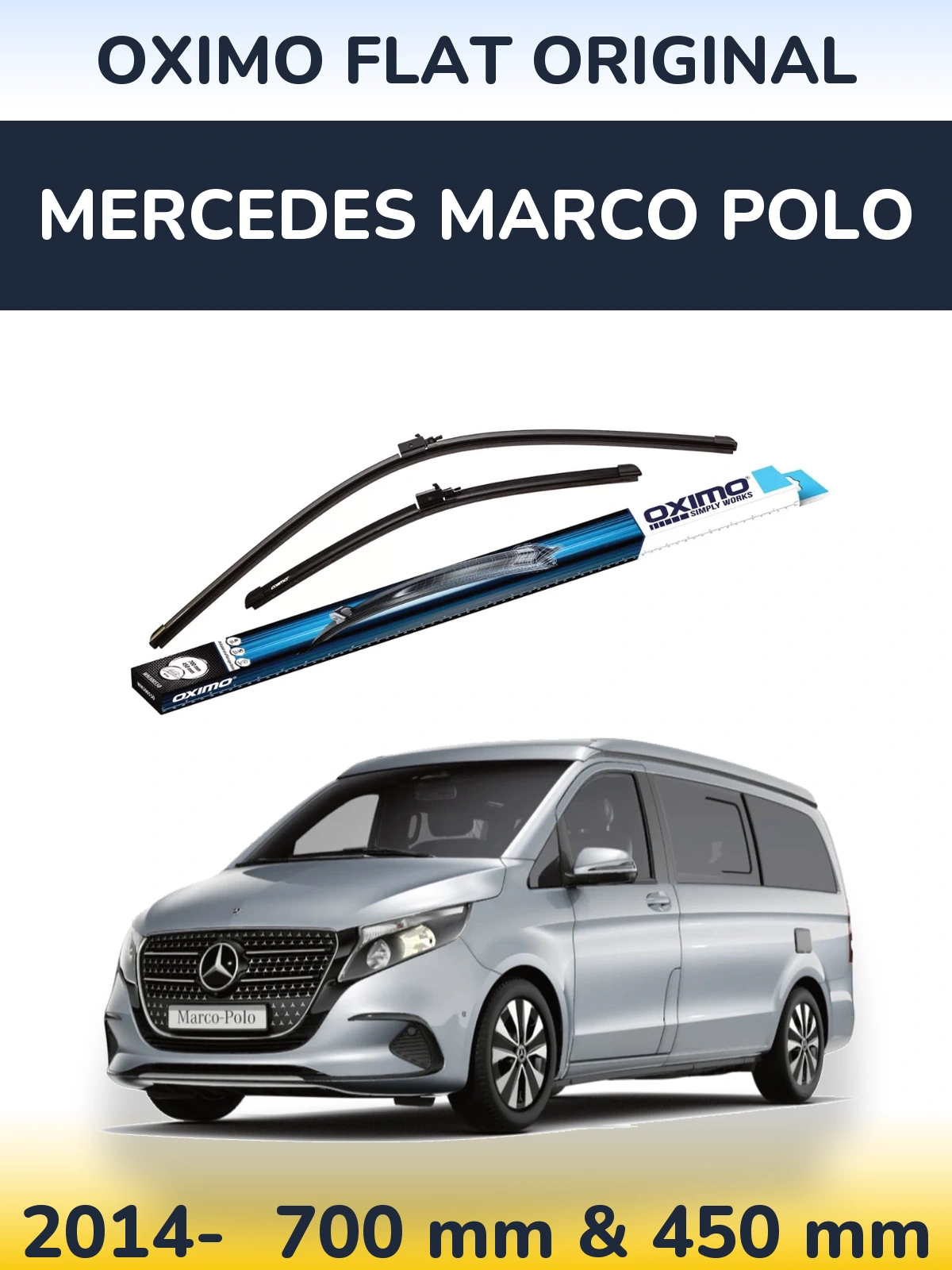 Комплект передніх щіток Oximo Flat Original 700 & 450 мм для Mercedes Marco Polo 2014-2026