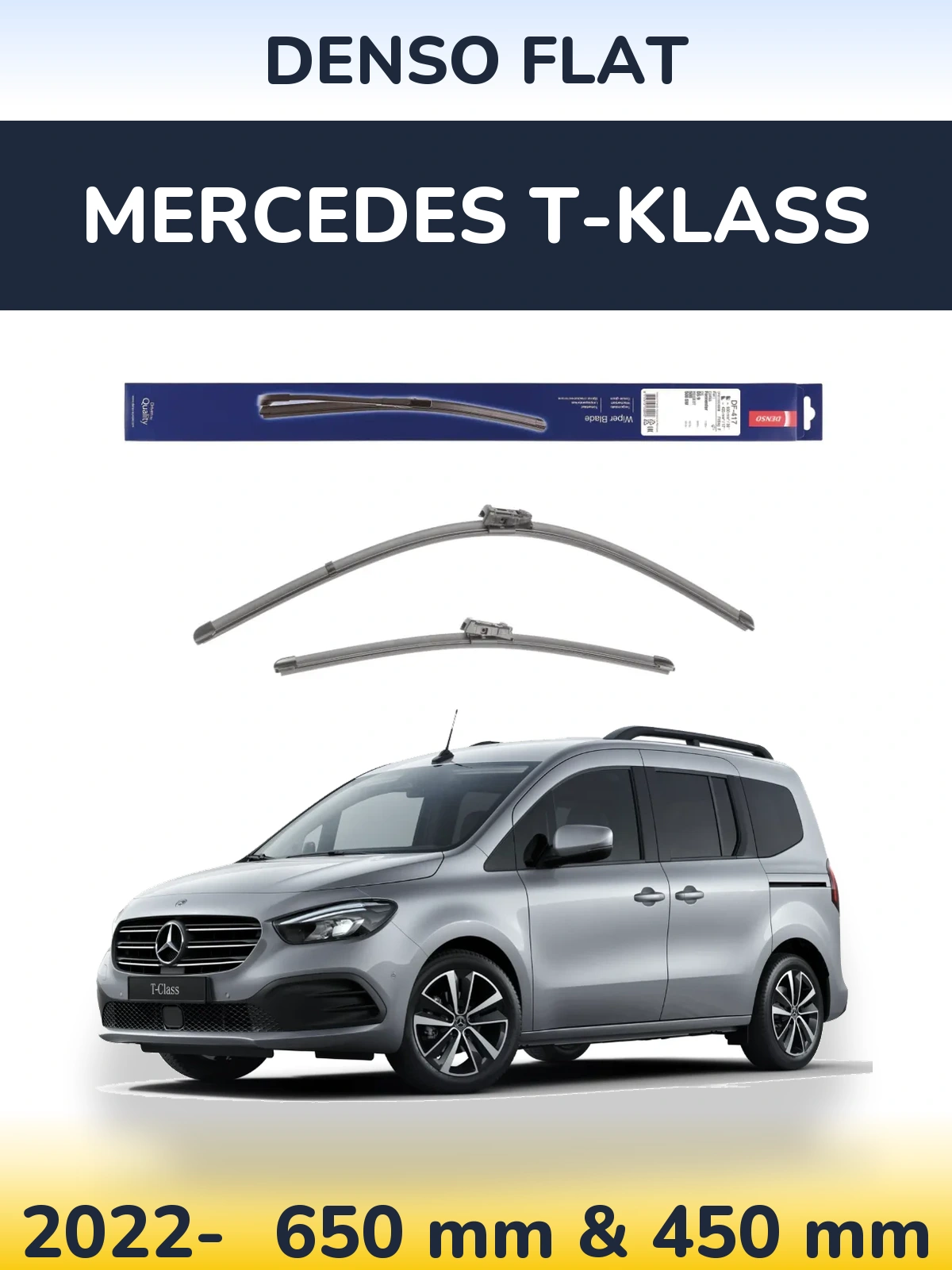 Комплект передних дворников Denso Flat 650 & 450 мм для Mercedes T-Klass 2022-2026