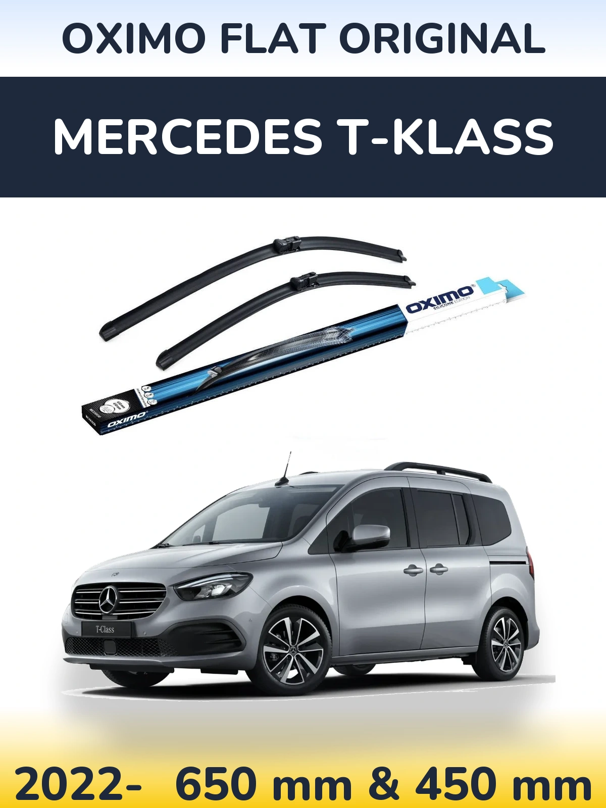 Комплект передніх щіток Oximo Flat Original 650 & 450 мм для Mercedes T-Klass 2022-2026