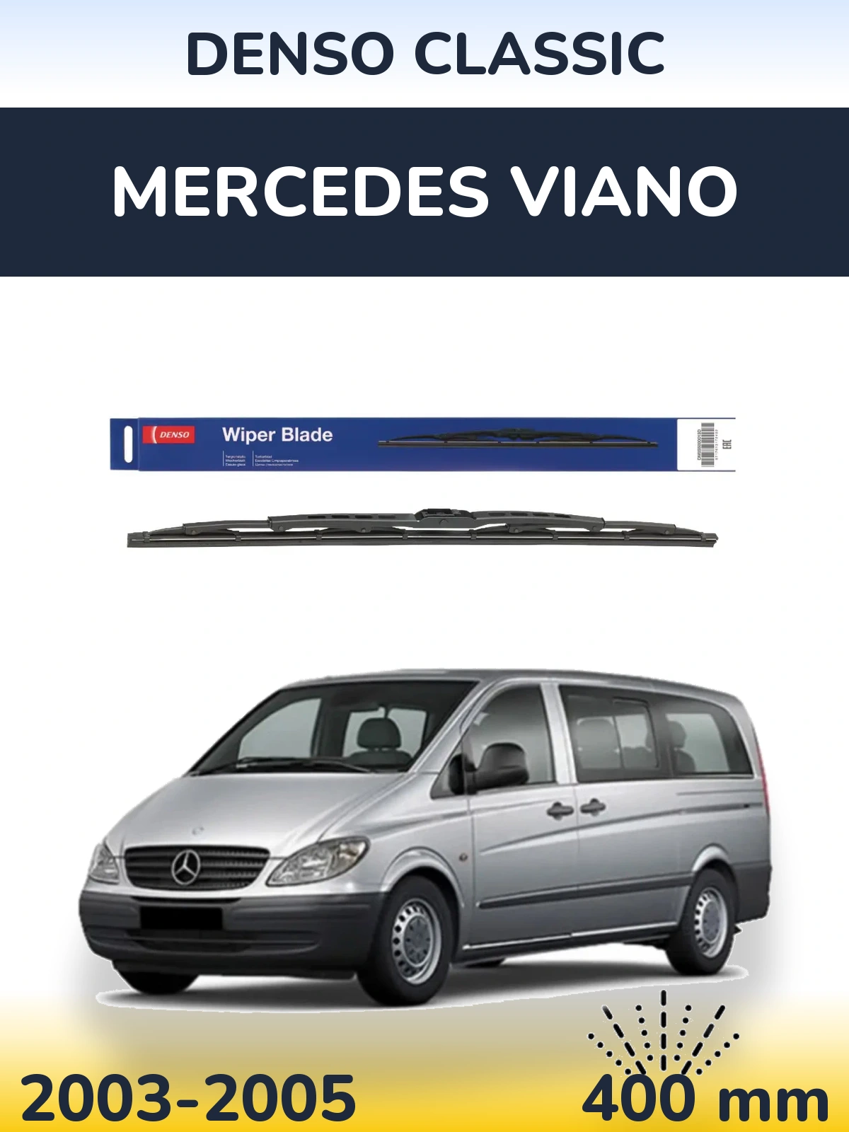 Rear wiper blade Denso Classic 400 mm for Mercedes Viano 2003-2005