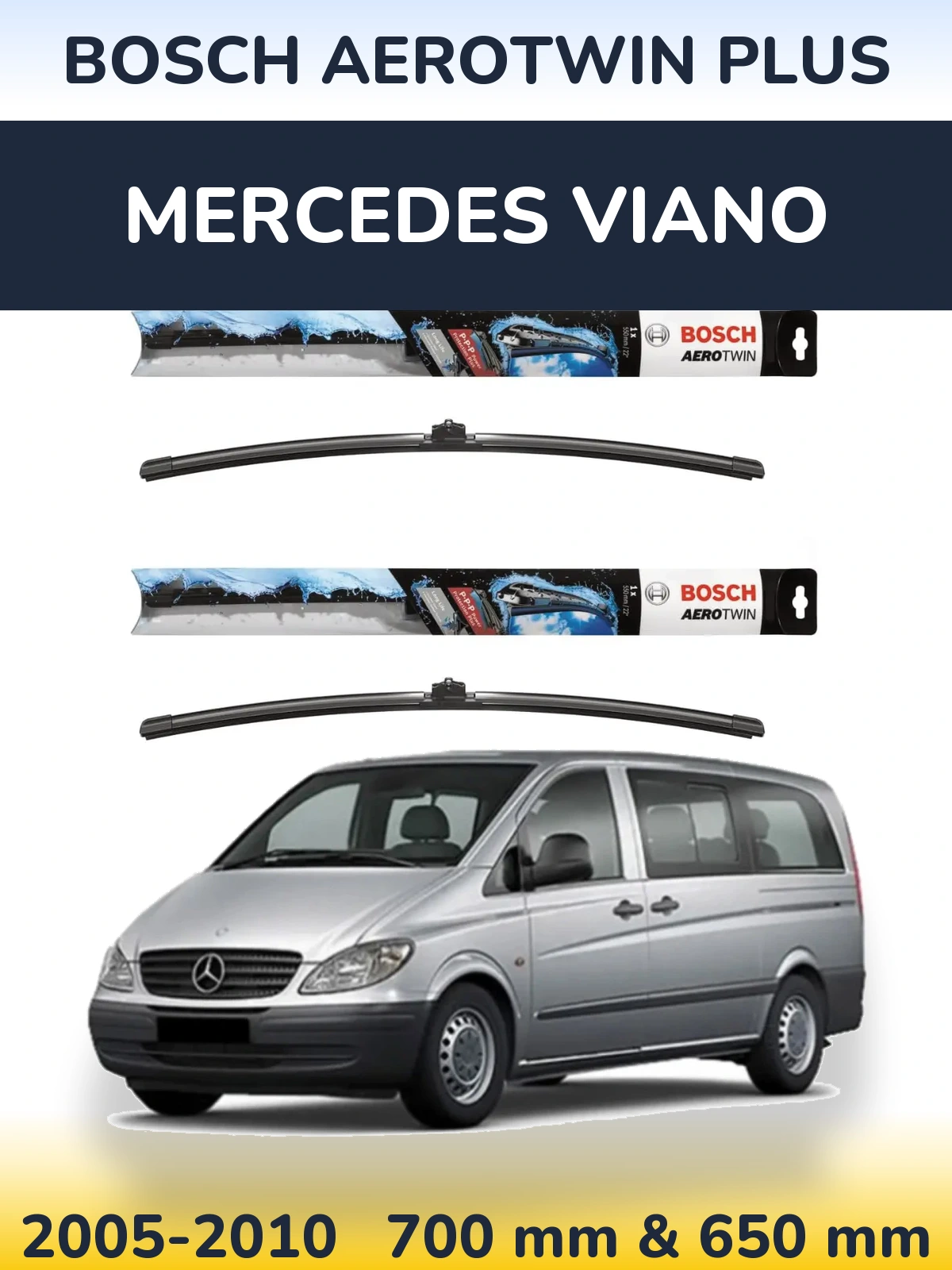 Комплект передних дворников BOSCH AeroTwin Plus 700 & 650 мм для Mercedes Viano 2005-2010