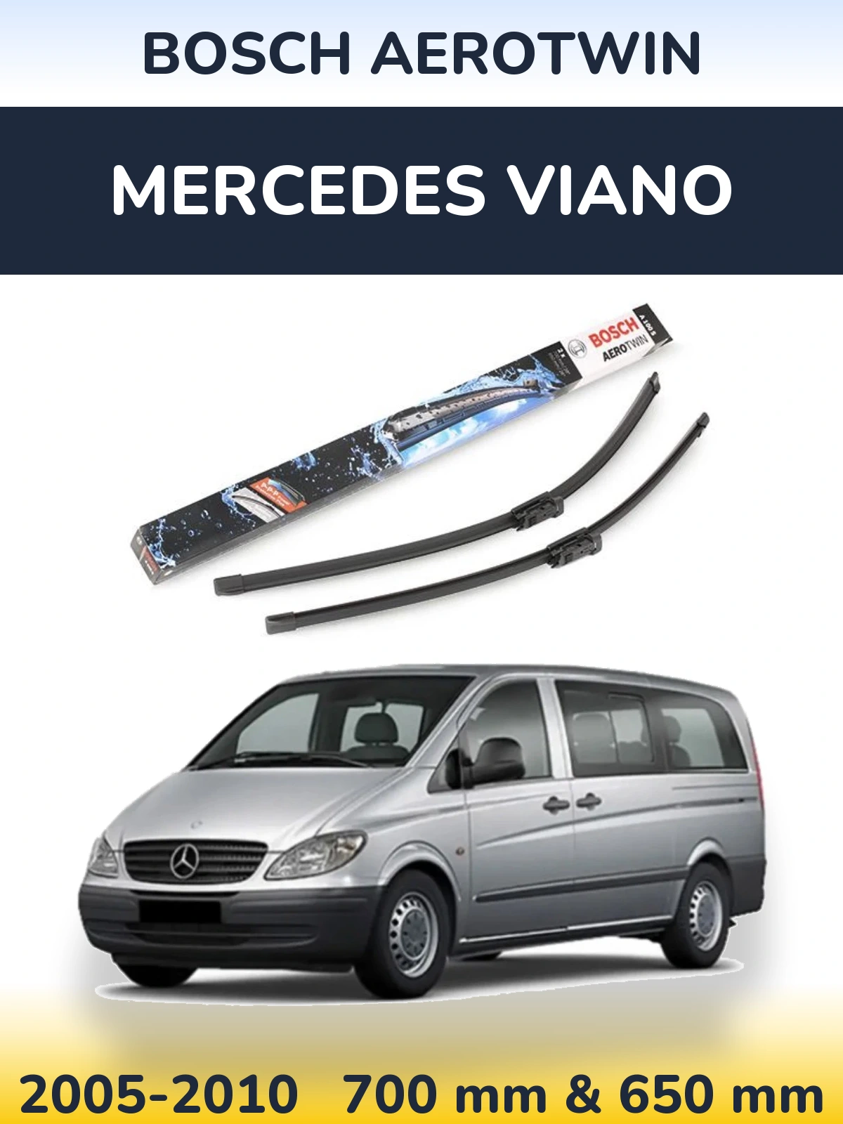 Комплект передних дворников BOSCH AeroTwin 700 & 650 мм для Mercedes Viano 2005-2010