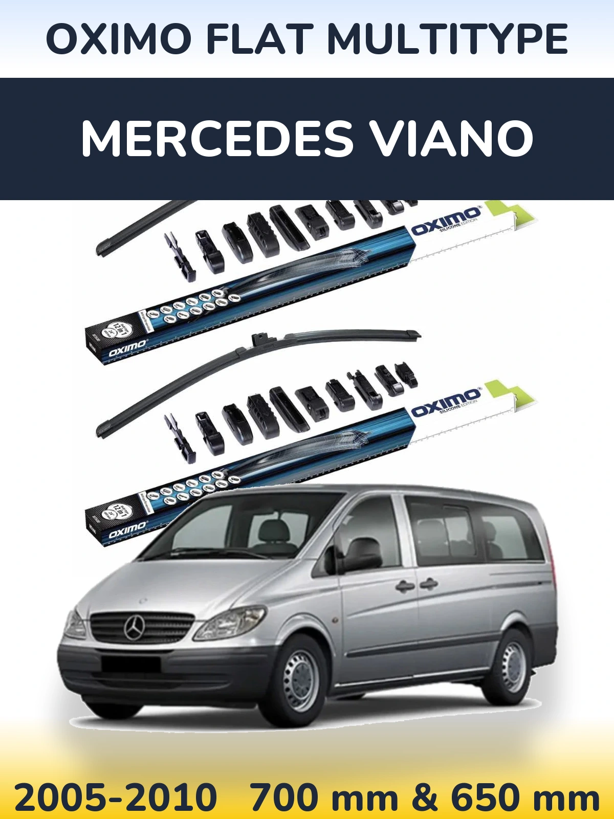 Комплект передних дворников Oximo Flat MultiТипe 700 & 650 мм для Mercedes Viano 2005-2010