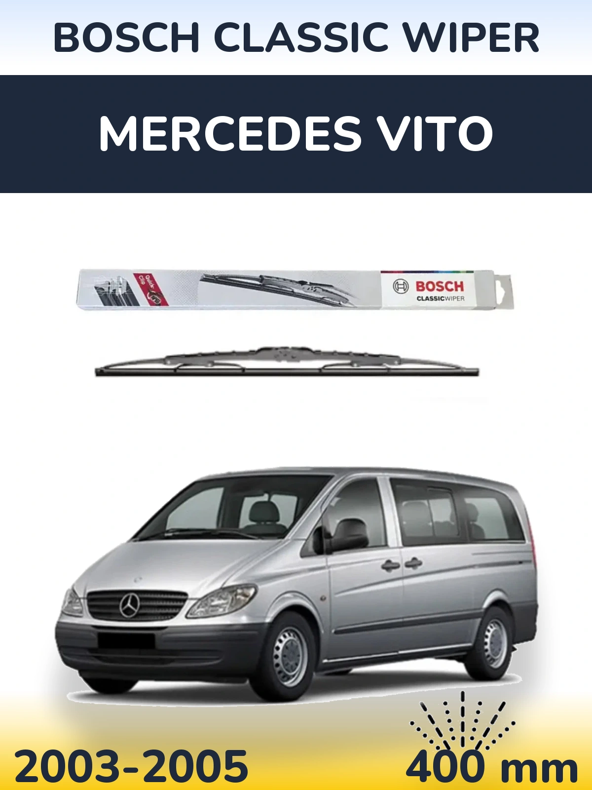 Rear wiper blade BOSCH Classic Wiper 400 mm for Mercedes Vito 2003-2005