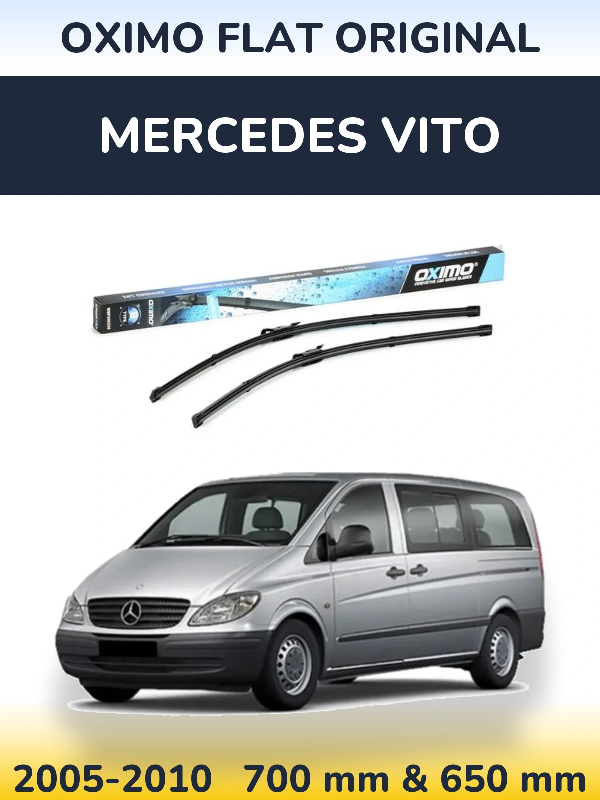 Front wiper blade set Oximo Flat Original 700 & 650 mm for Mercedes Vito 2005-2010