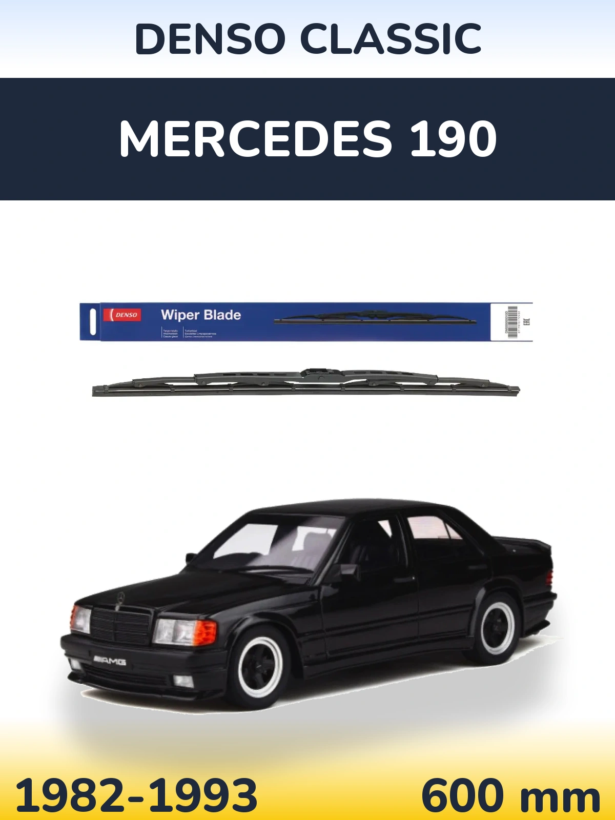 Front wiper blade Denso Classic 600 mm for Mercedes 190 1982-1993