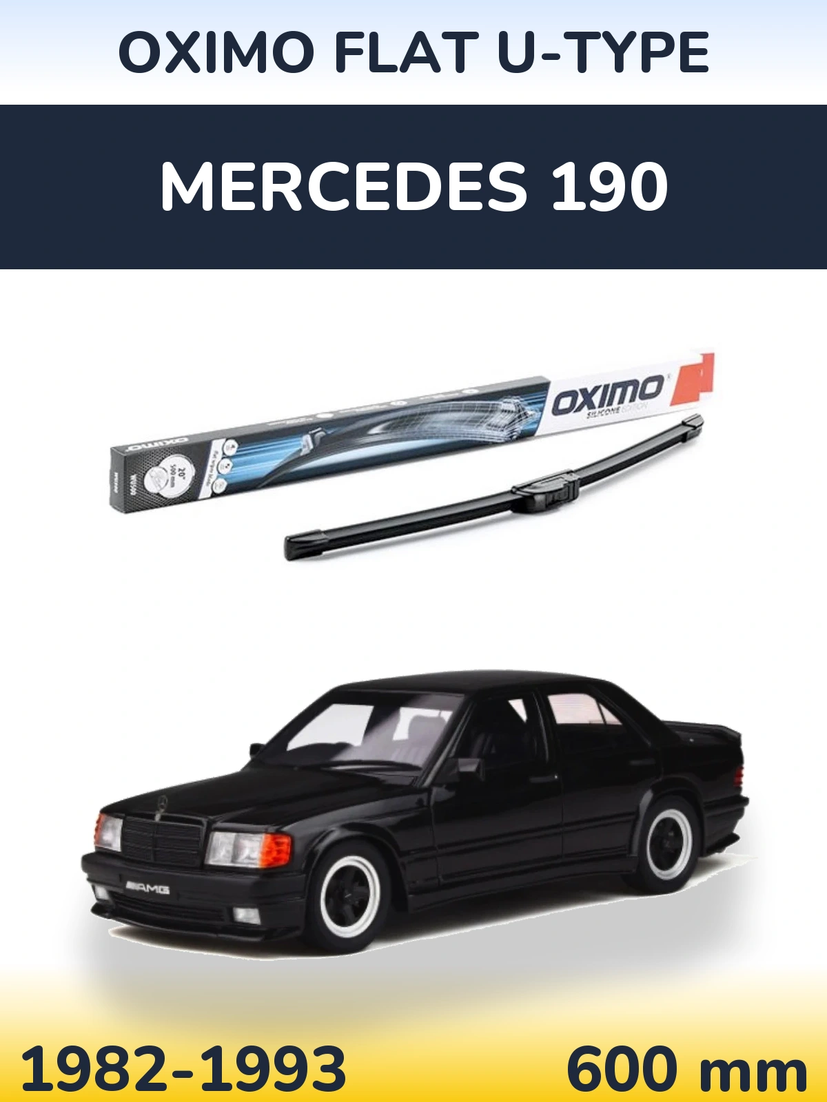Front wiper blade Oximo Flat U-type 600 mm for Mercedes 190 1982-1993