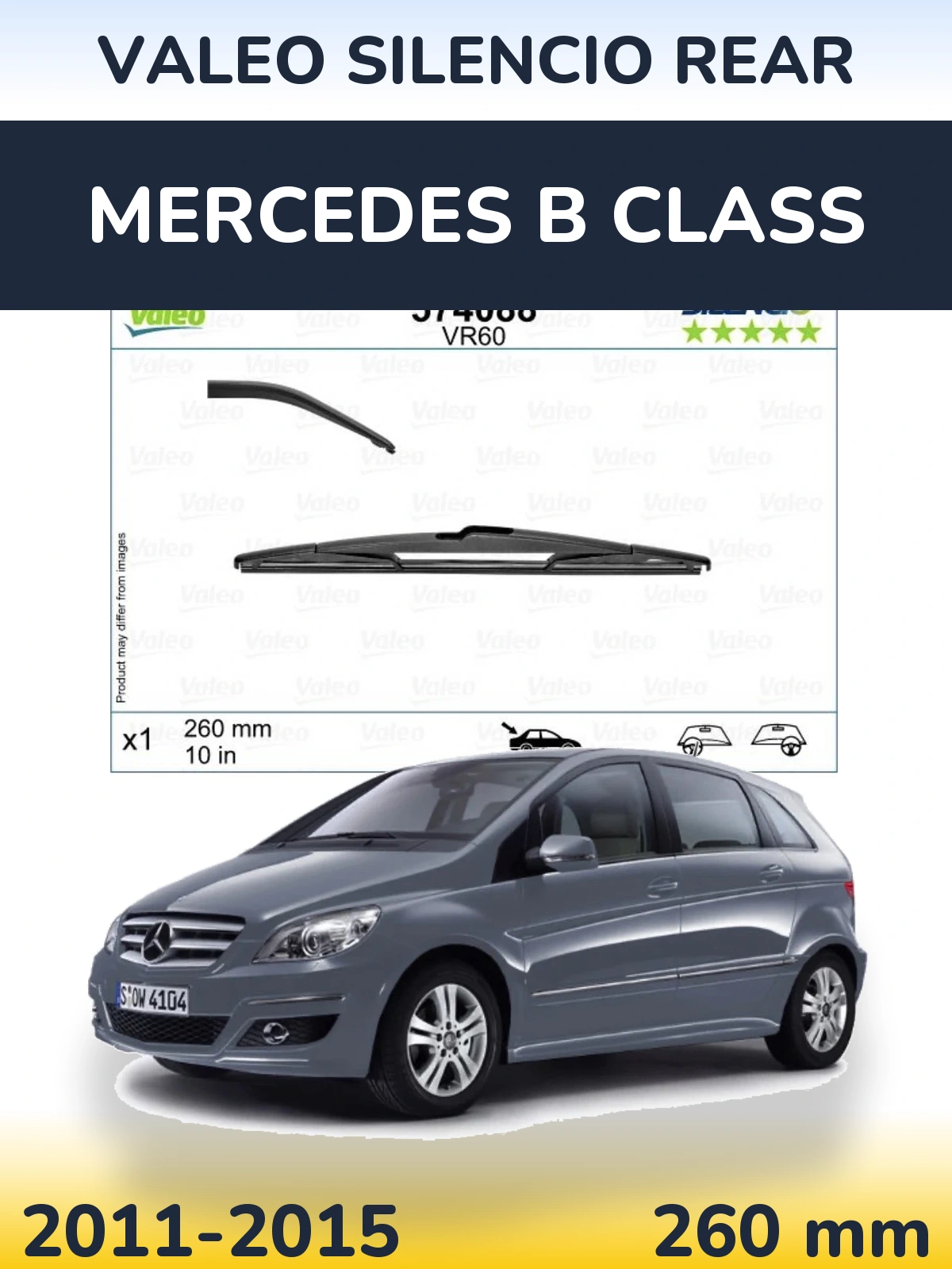 Rear wiper blade Valeo Silencio Rear 260 mm for Mercedes B Class 2011-2015