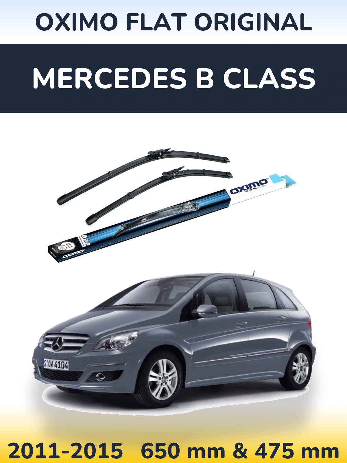 Front wiper blade set Oximo Flat Original 650 & 475 mm for Mercedes B Class 2011-2015