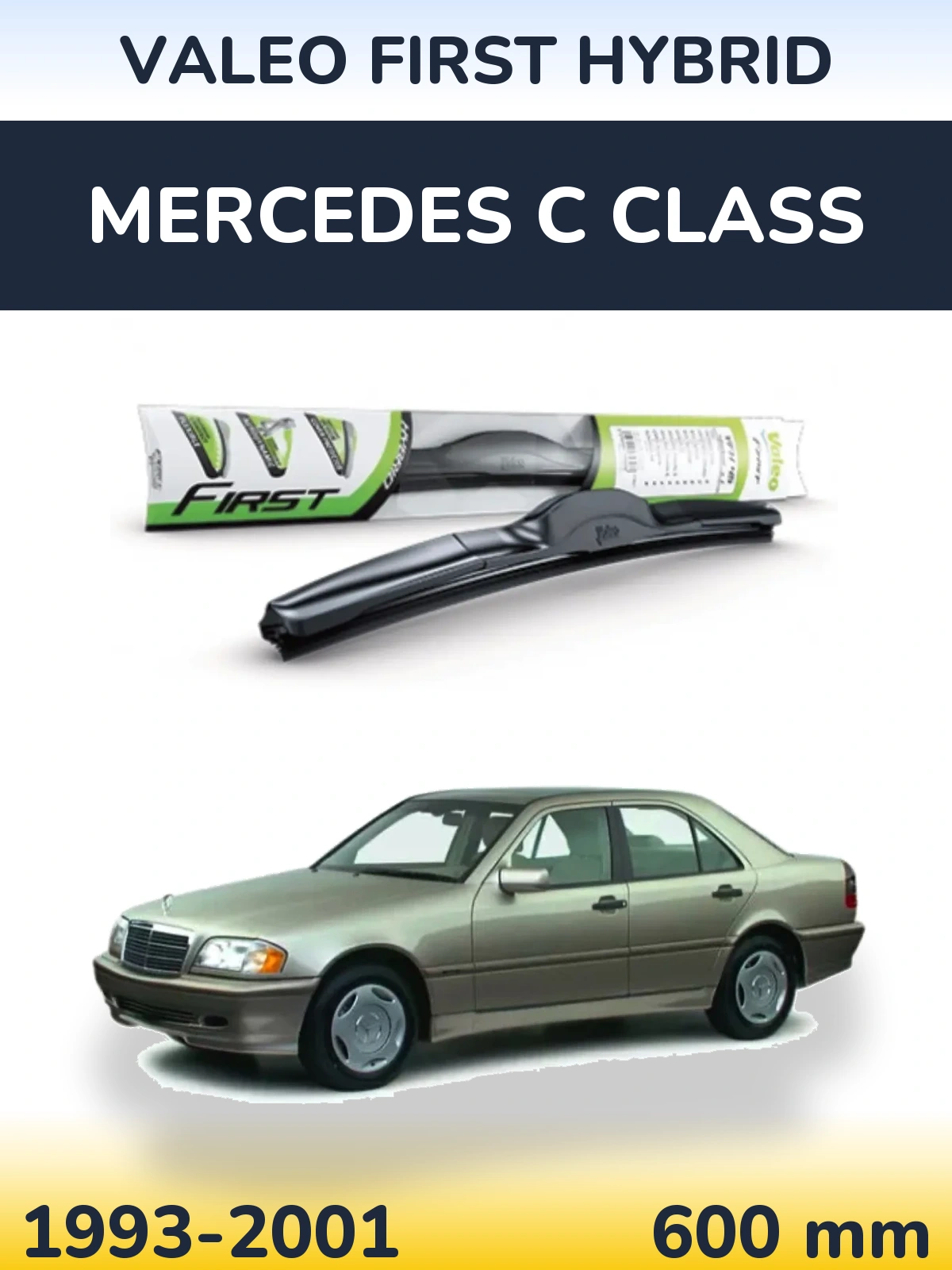 Front wiper blade Valeo First Hybrid 600 mm for Mercedes C Class 1993-2001