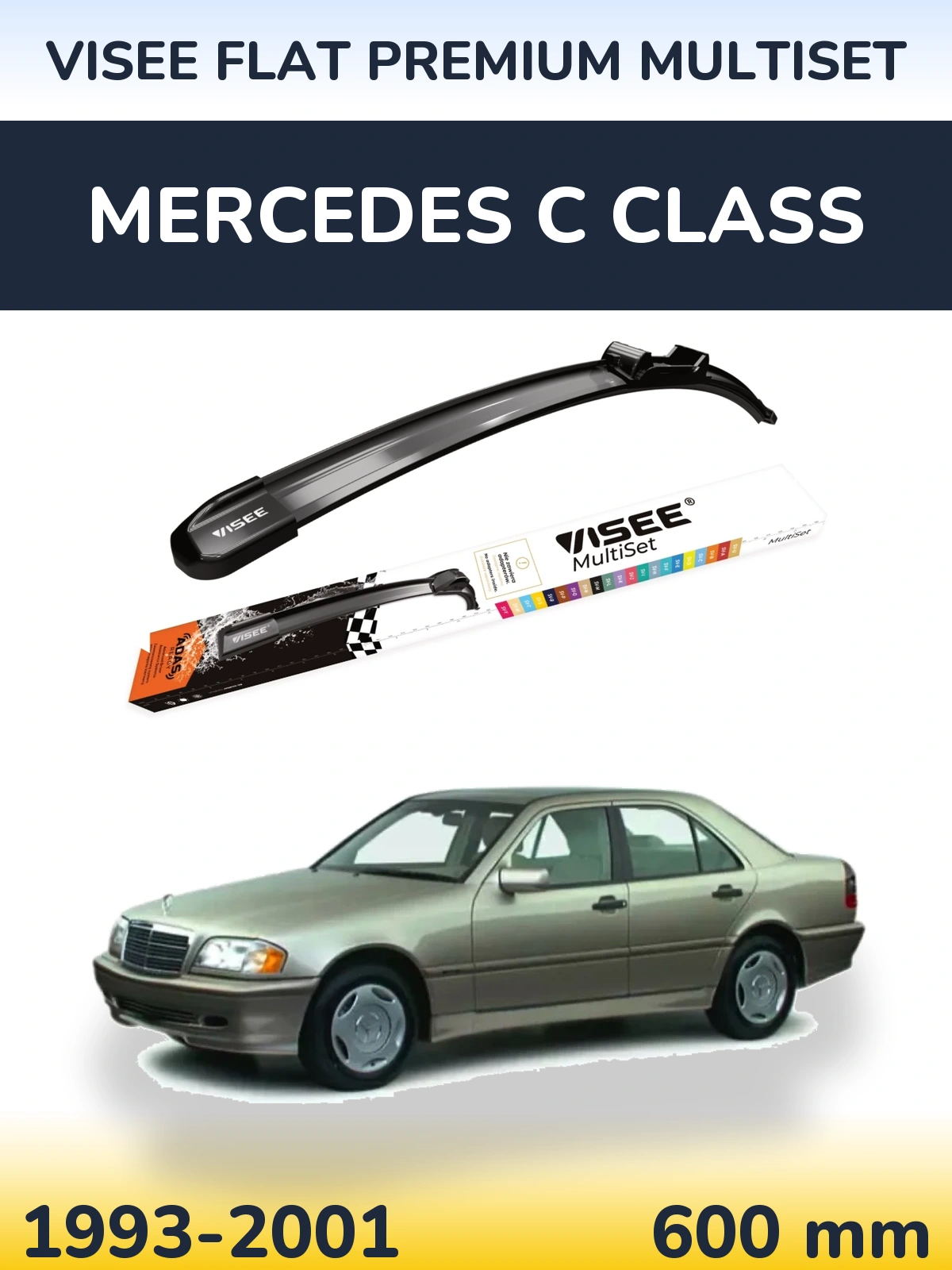 Front wiper blade VISEE FLAT PREMIUM MultiSet 600 mm for Mercedes C Class 1993-2001