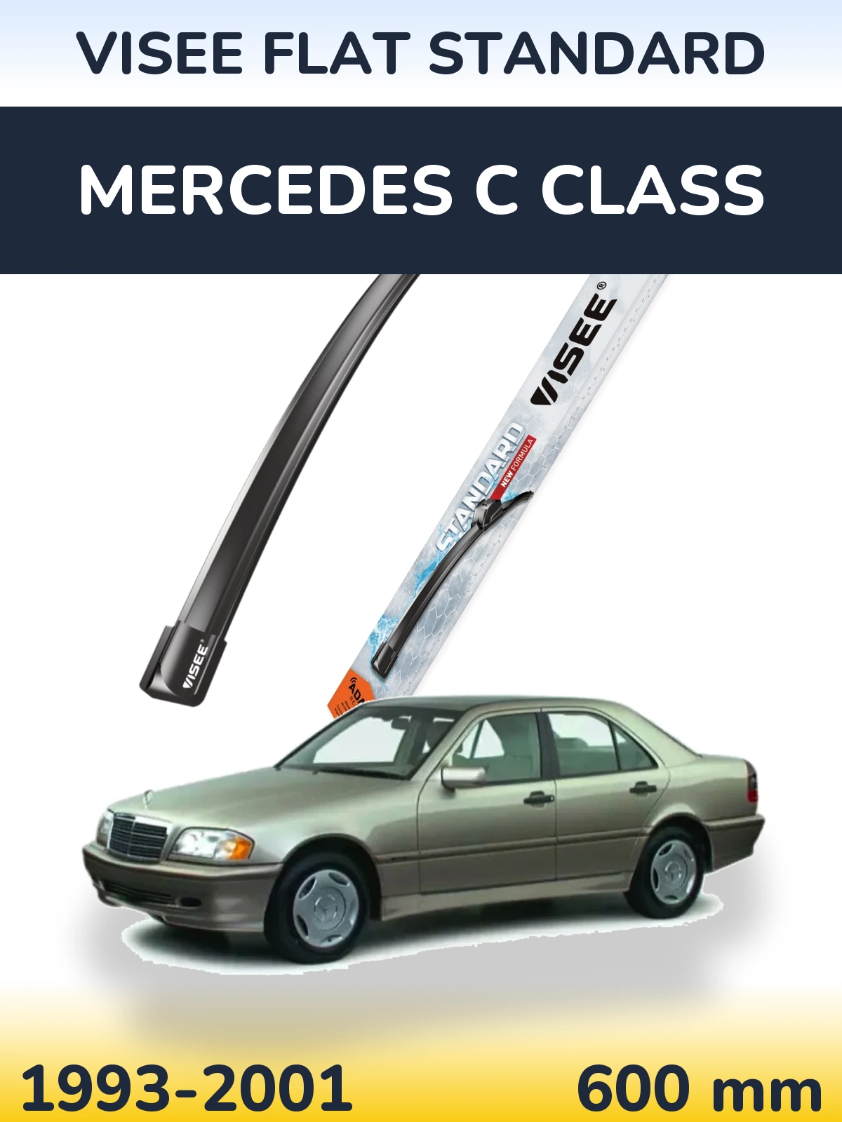 Front wiper blade VISEE FLAT STANDARD 600 mm for Mercedes C Class 1993-2001
