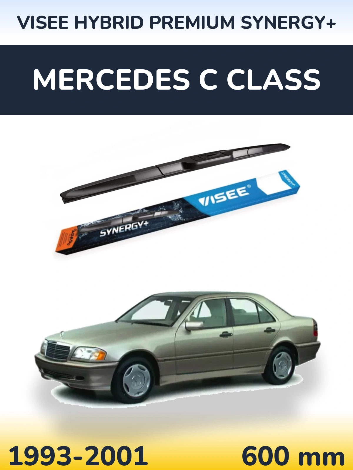 Front wiper blade VISEE HYBRID PREMIUM SYNERGY+ 600 mm for Mercedes C Class 1993-2001