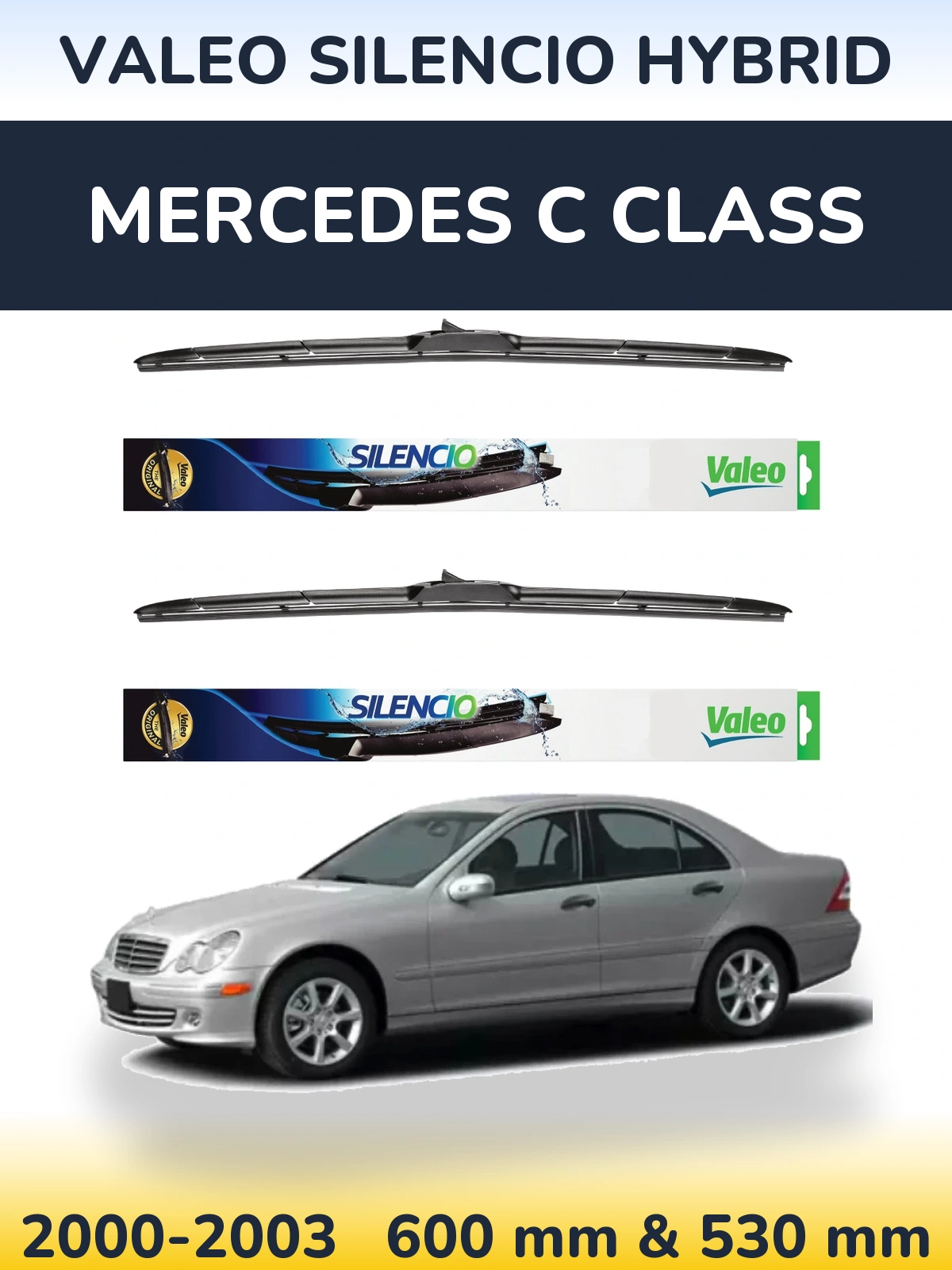 Комплект передних дворников Valeo Silencio Hybrid 600 & 530 мм для Mercedes C Class 2000-2003