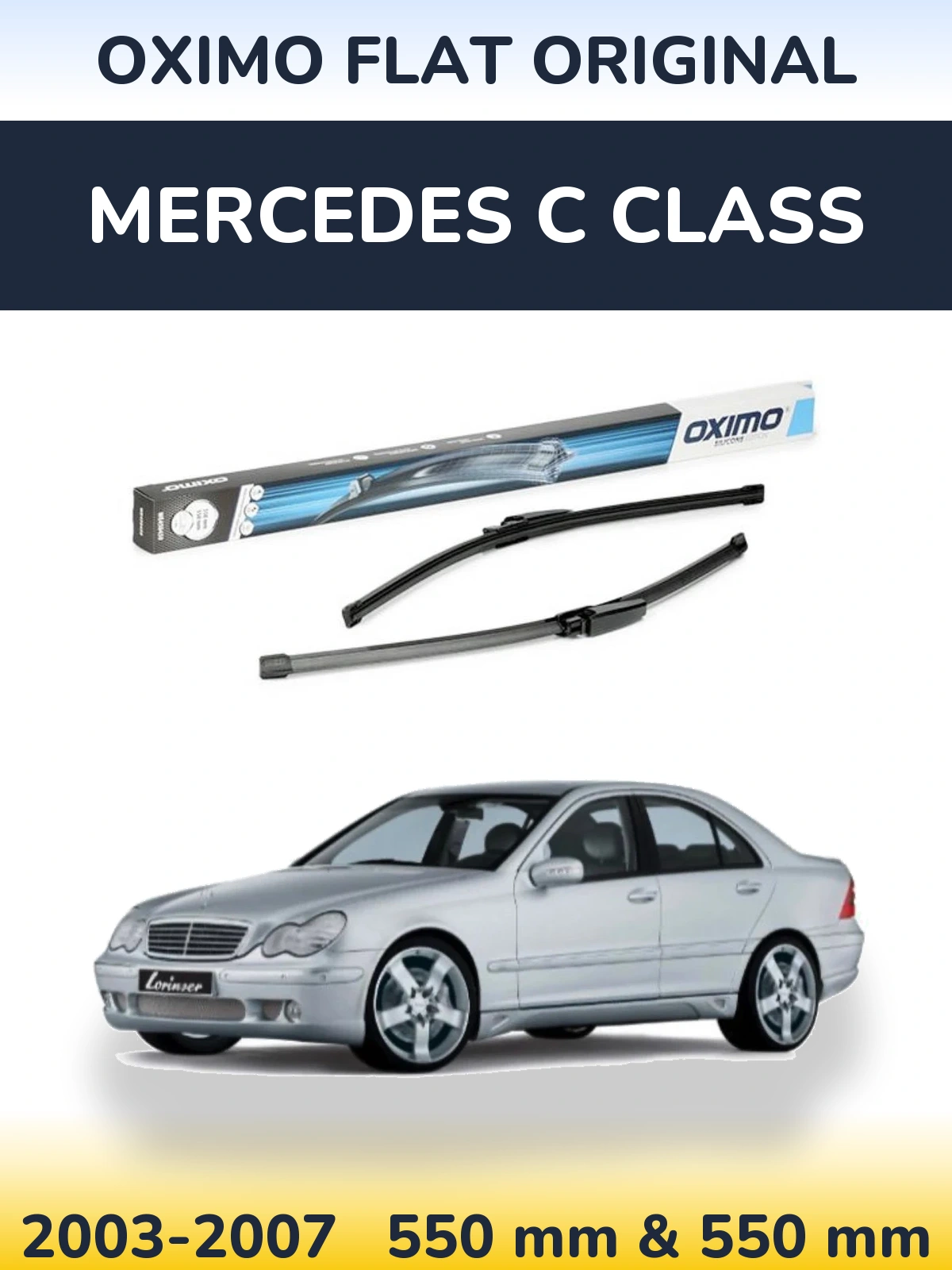 Front wiper blade set Oximo Flat Original 550 & 550 mm for Mercedes C Class 2003-2007