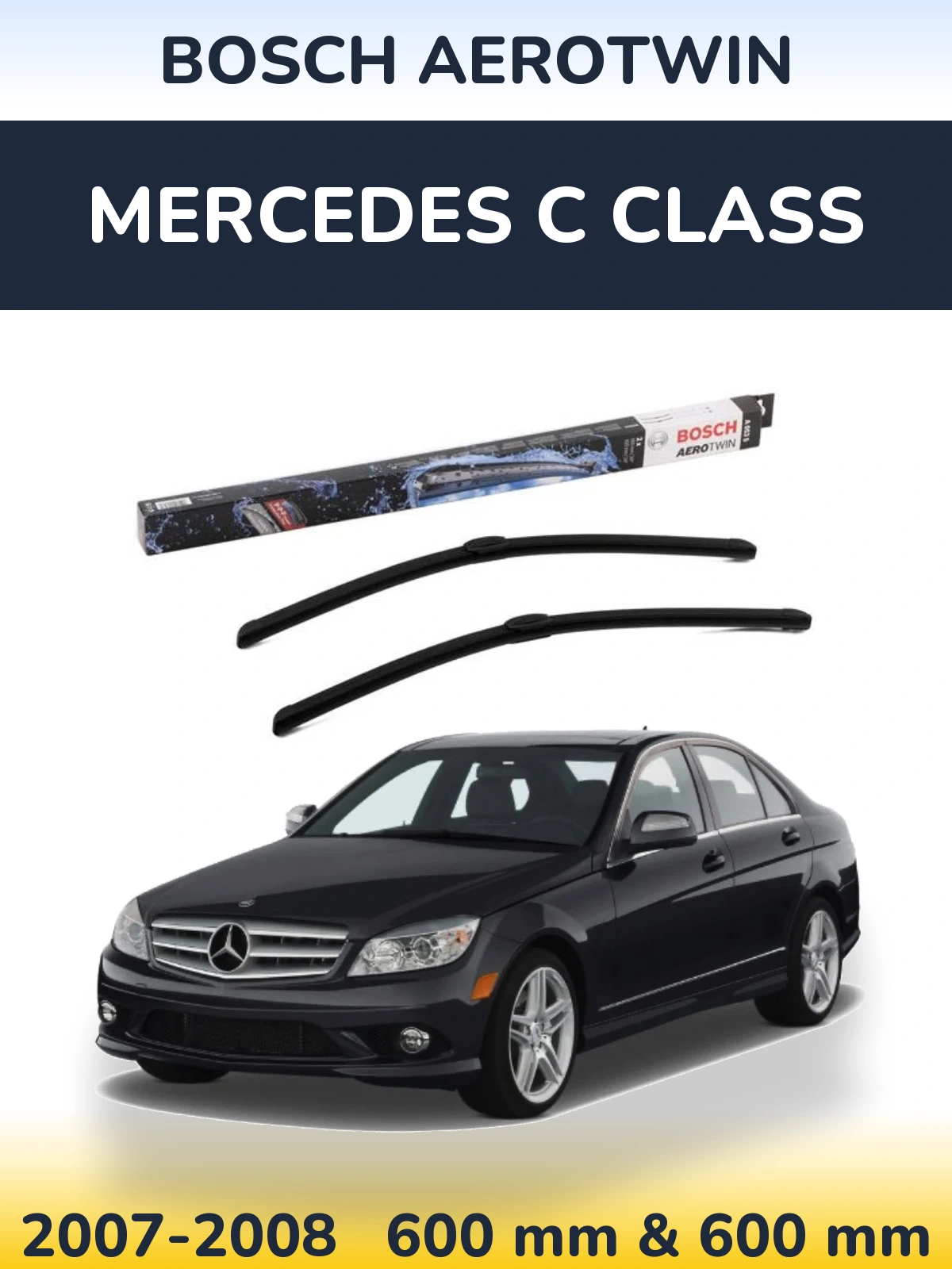 Комплект передніх щіток BOSCH AeroTwin 600 & 600 мм для Mercedes C Class 2007-2008