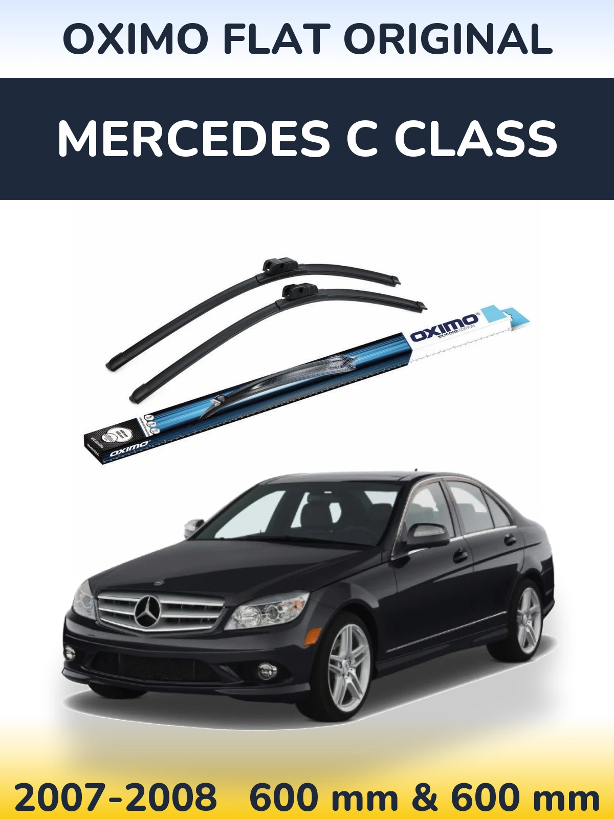 Front wiper blade set Oximo Flat Original 600 & 600 mm for Mercedes C Class 2007-2008
