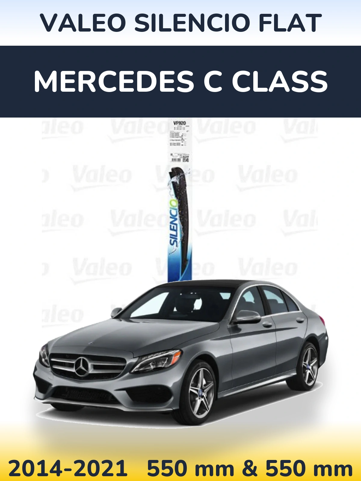 Front wiper blade set Valeo Silencio Flat 550 & 550 mm for Mercedes C Class 2014-2021