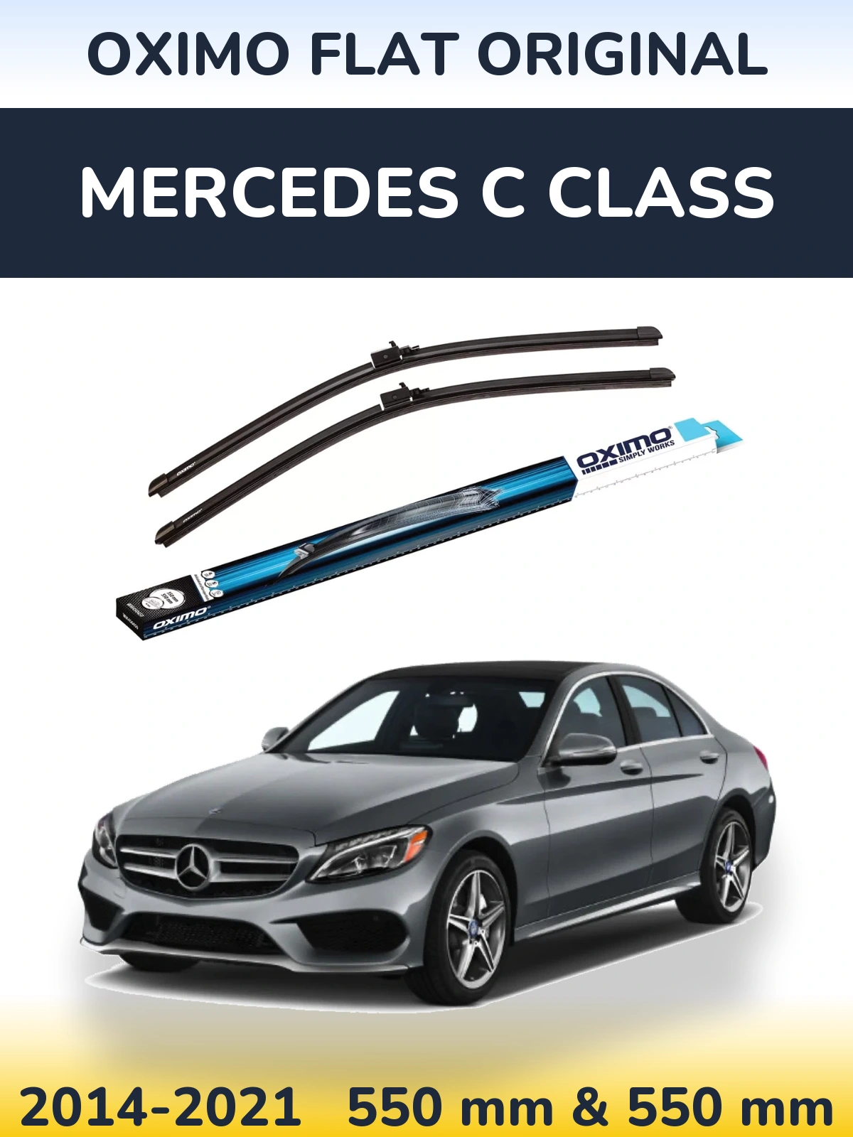 Front wiper blade set Oximo Flat Original 550 & 550 mm for Mercedes C Class 2014-2021