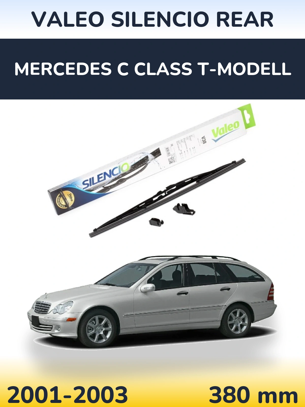 Rear wiper blade Valeo Silencio Rear 380 mm for Mercedes C Class T-Modelisl 2001-2003
