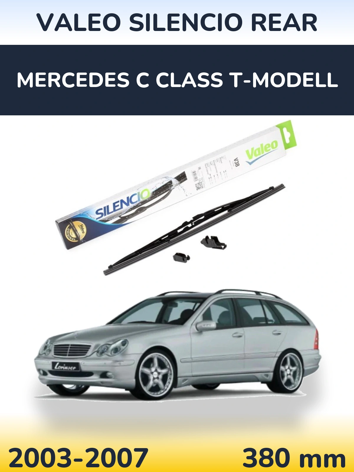Rear wiper blade Valeo Silencio Rear 380 mm for Mercedes C Class T-Modelisl 2003-2007