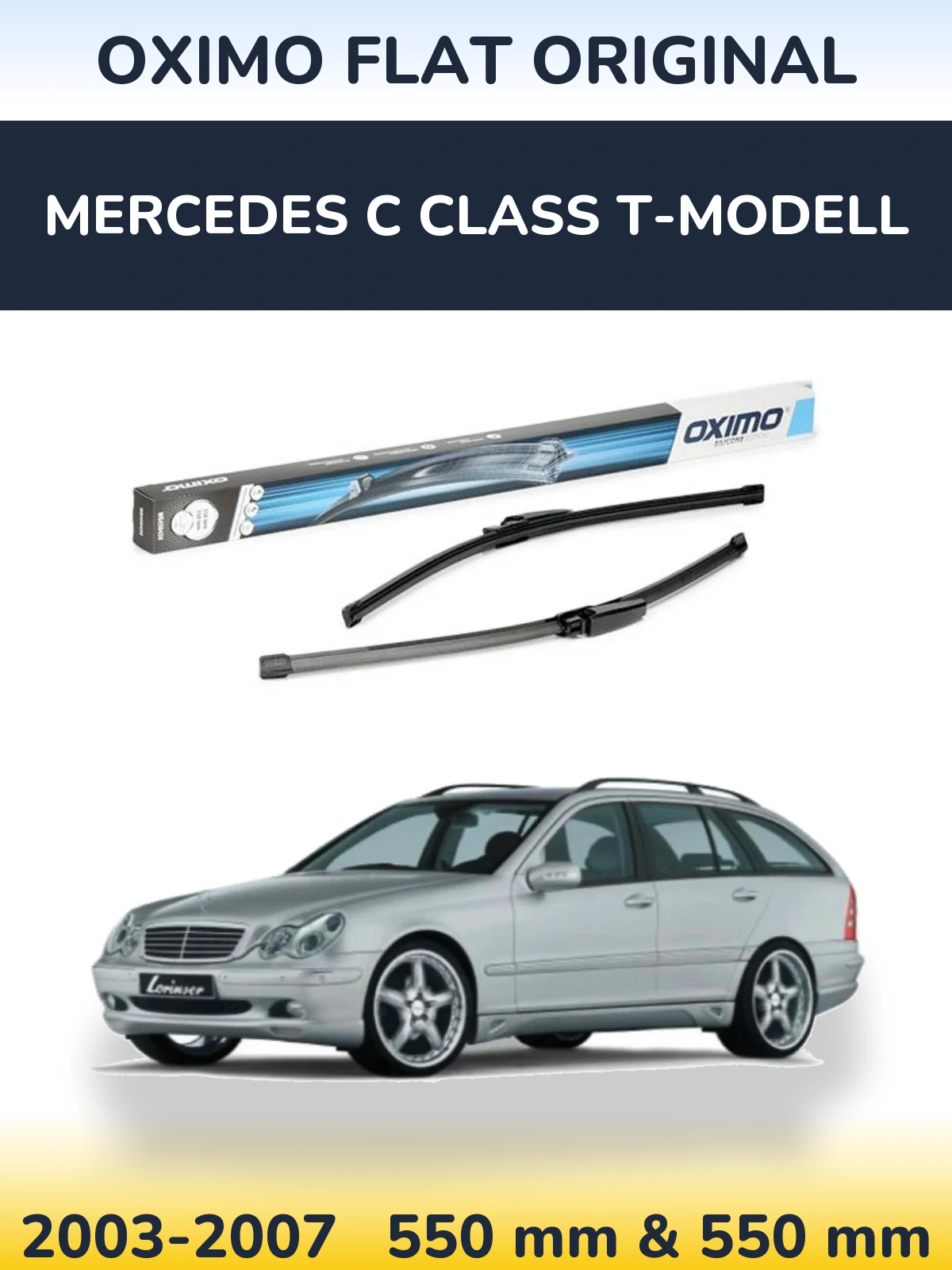 Front wiper blade set Oximo Flat Original 550 & 550 mm for Mercedes C Class T-Modell 2003-2007