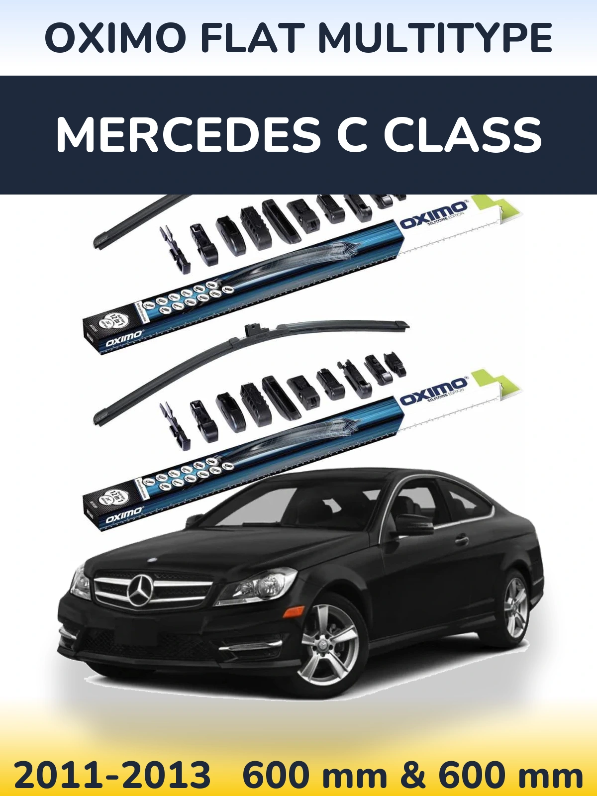Front wiper blade set Oximo Flat MultiTypee 600 & 600 mm for Mercedes C Class 2011-2013