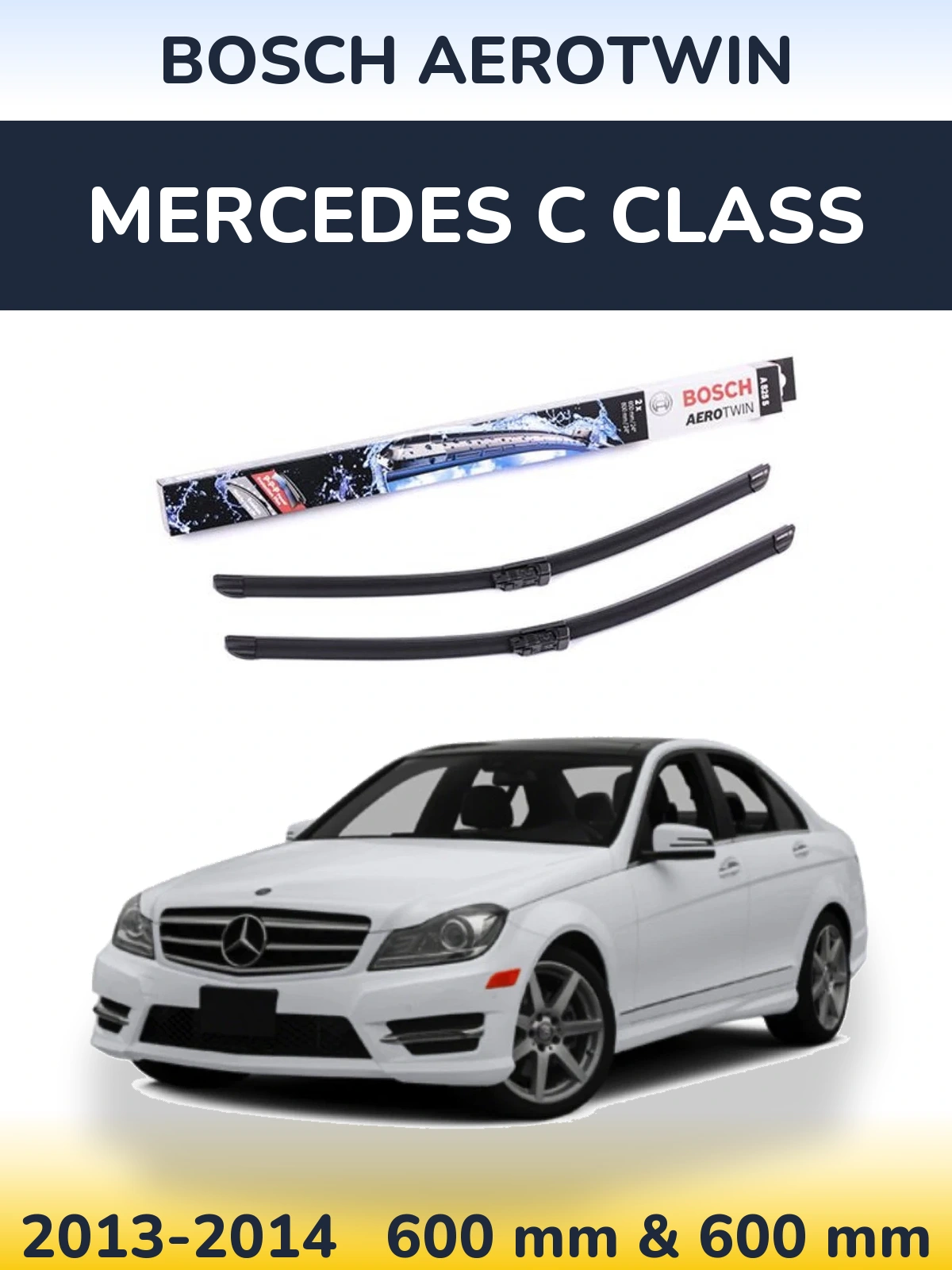 Комплект передніх щіток BOSCH AeroTwin 600 & 600 мм для Mercedes C Class 2013-2014