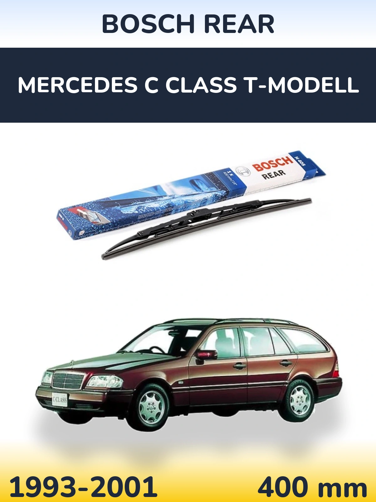 Rear wiper blade BOSCH Rear 380 mm for Mercedes C Class T-Modelisl 1993-2001