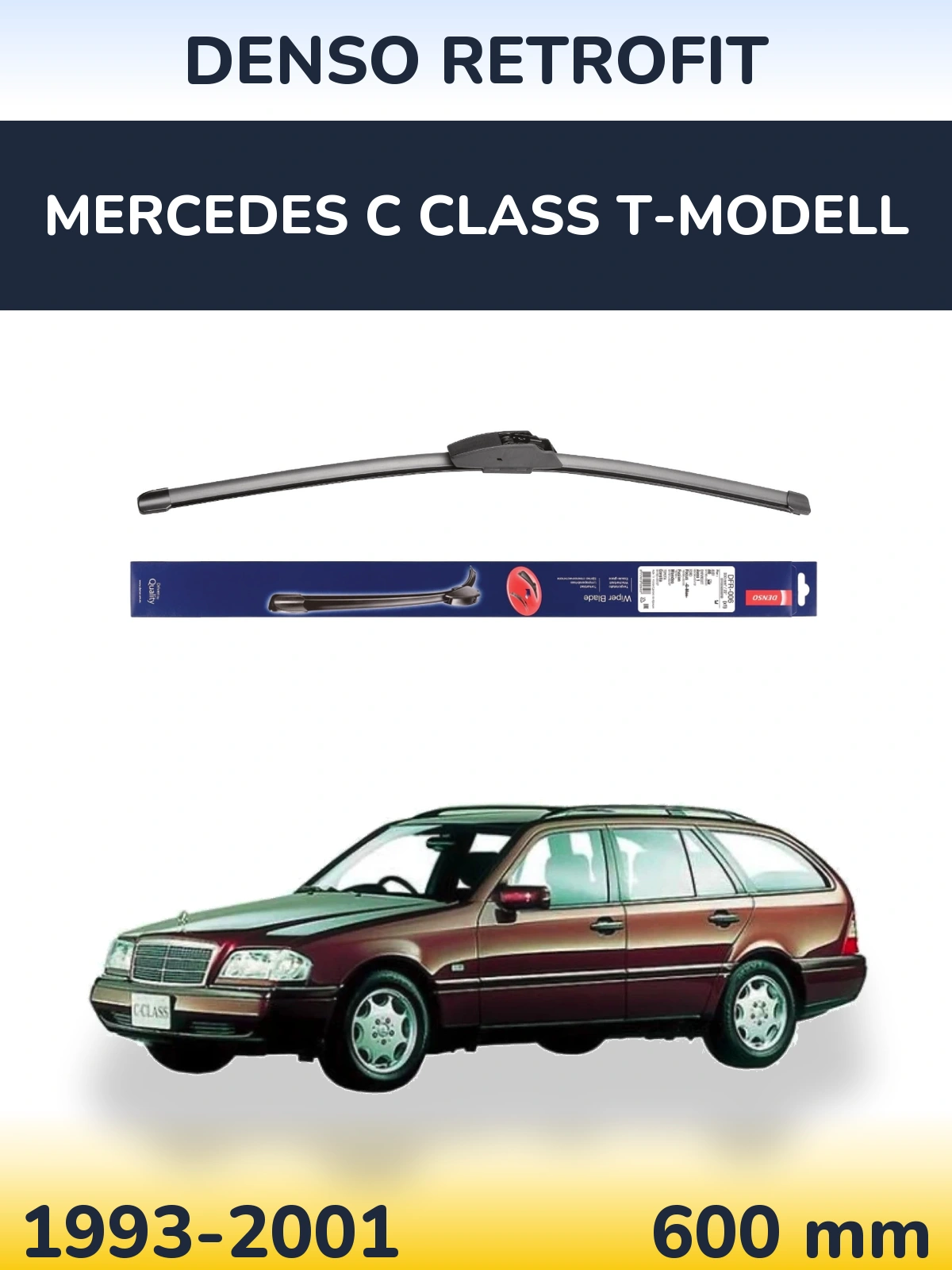 Front wiper blade Denso Retrofit 600 mm for Mercedes C Class T-Modelisl 1993-2001