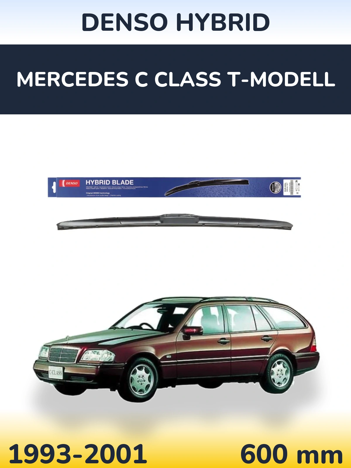 Front wiper blade Denso Hybrid 600 mm for Mercedes C Class T-Modell 1993-2001