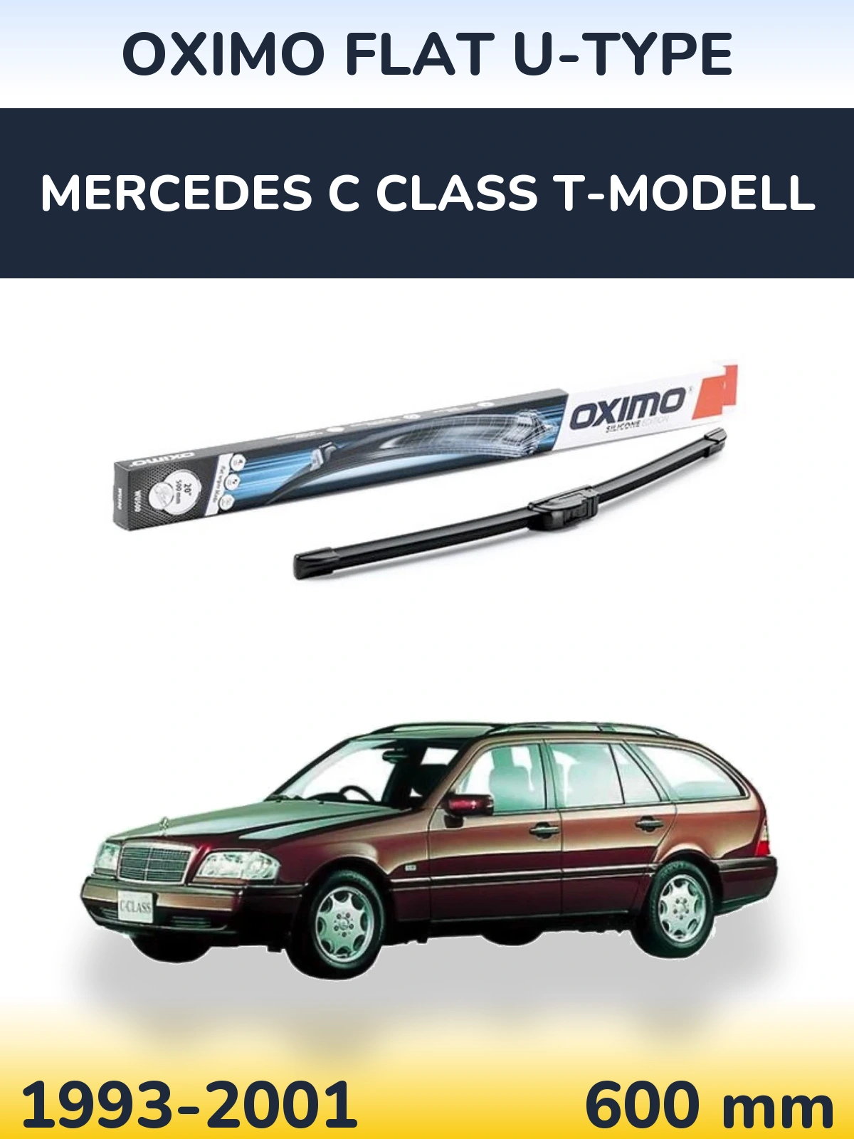 Front wiper blade Oximo Flat U-type 600 mm for Mercedes C Class T-Modelisl 1993-2001