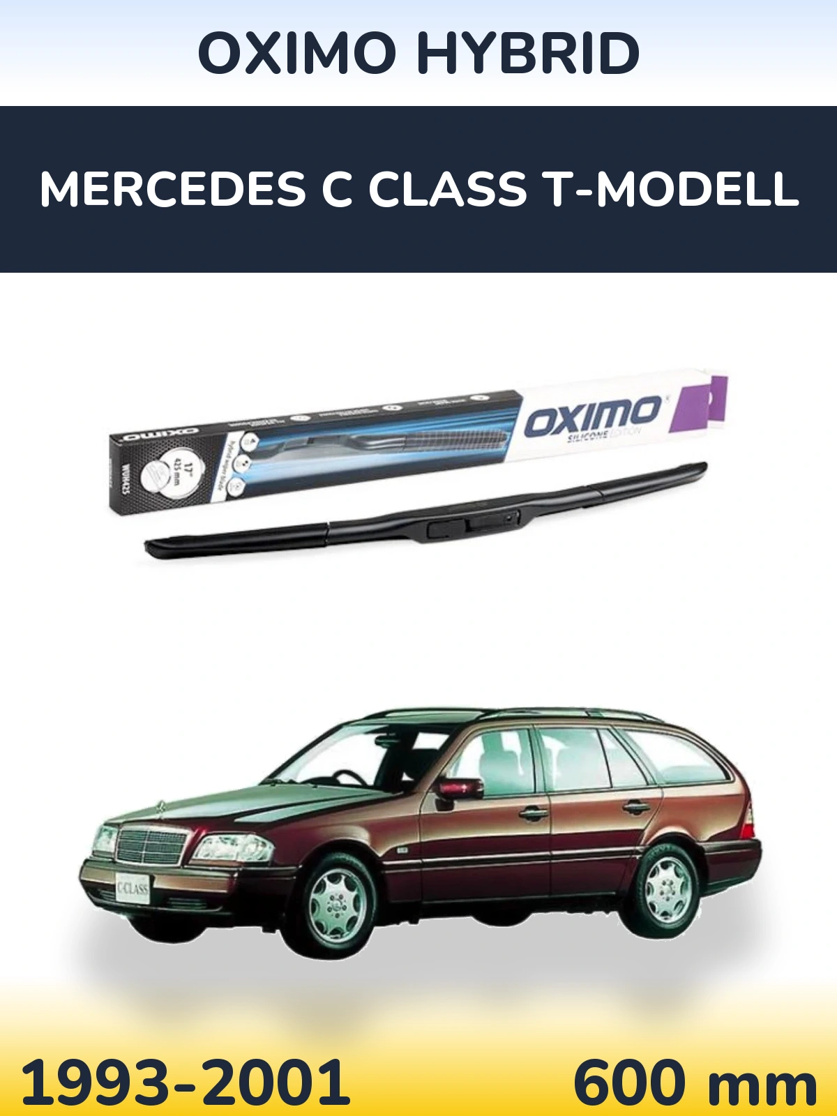 Передний дворник Oximo Hybrid 600 мм для Mercedes C Class T-Модельl 1993-2001