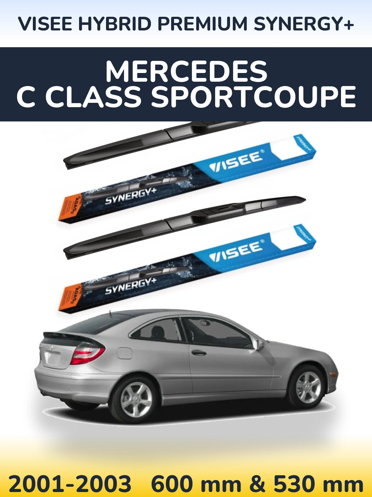 Комплект передних дворников VISEE HYBRID PREMIUM SYNERGY+ 600 & 530 мм для Mercedes C Class Sportcoupe 2001-2003