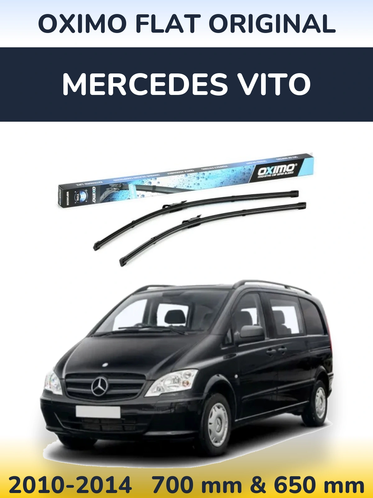 Front wiper blade set Oximo Flat Original 700 & 650 mm for Mercedes Vito 2010-2014