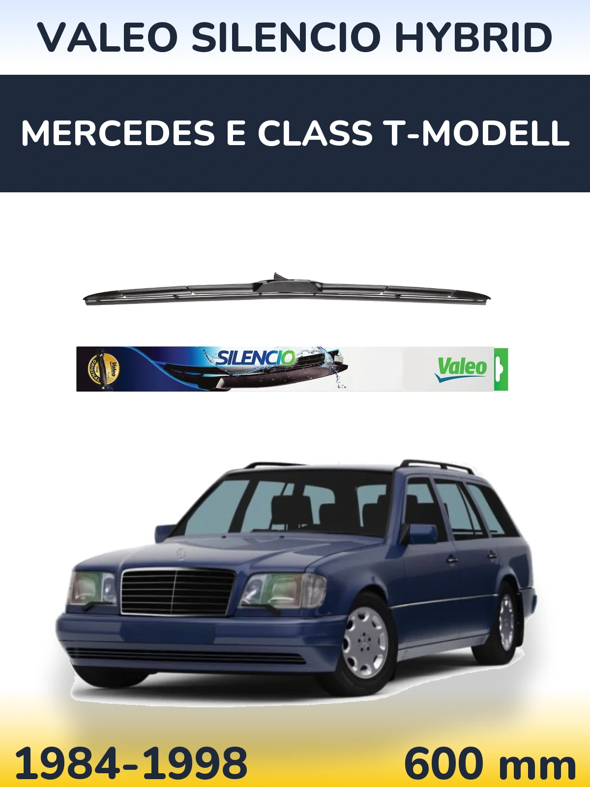 Front wiper blade Valeo Silencio Hybrid 600 mm for Mercedes E Class T-Modelisl 1984-1998