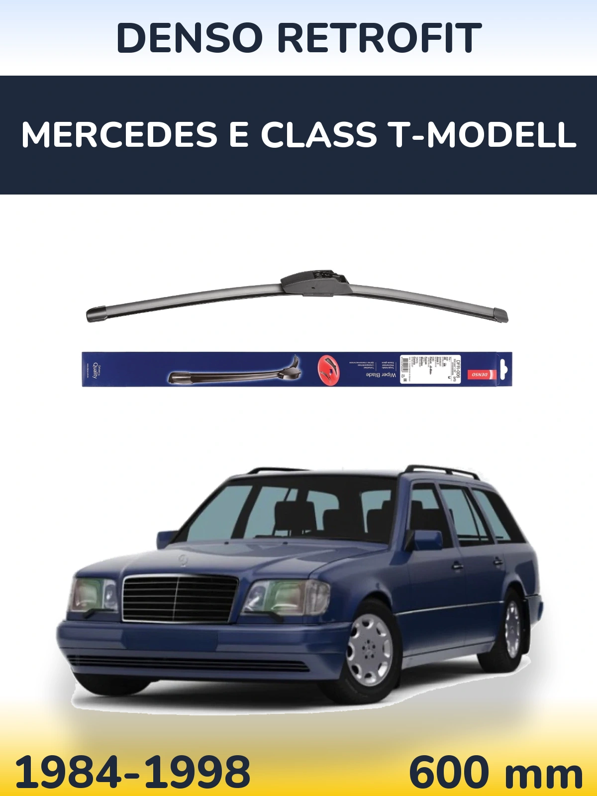 Front wiper blade Denso Retrofit 600 mm for Mercedes E Class T-Modelisl 1984-1998