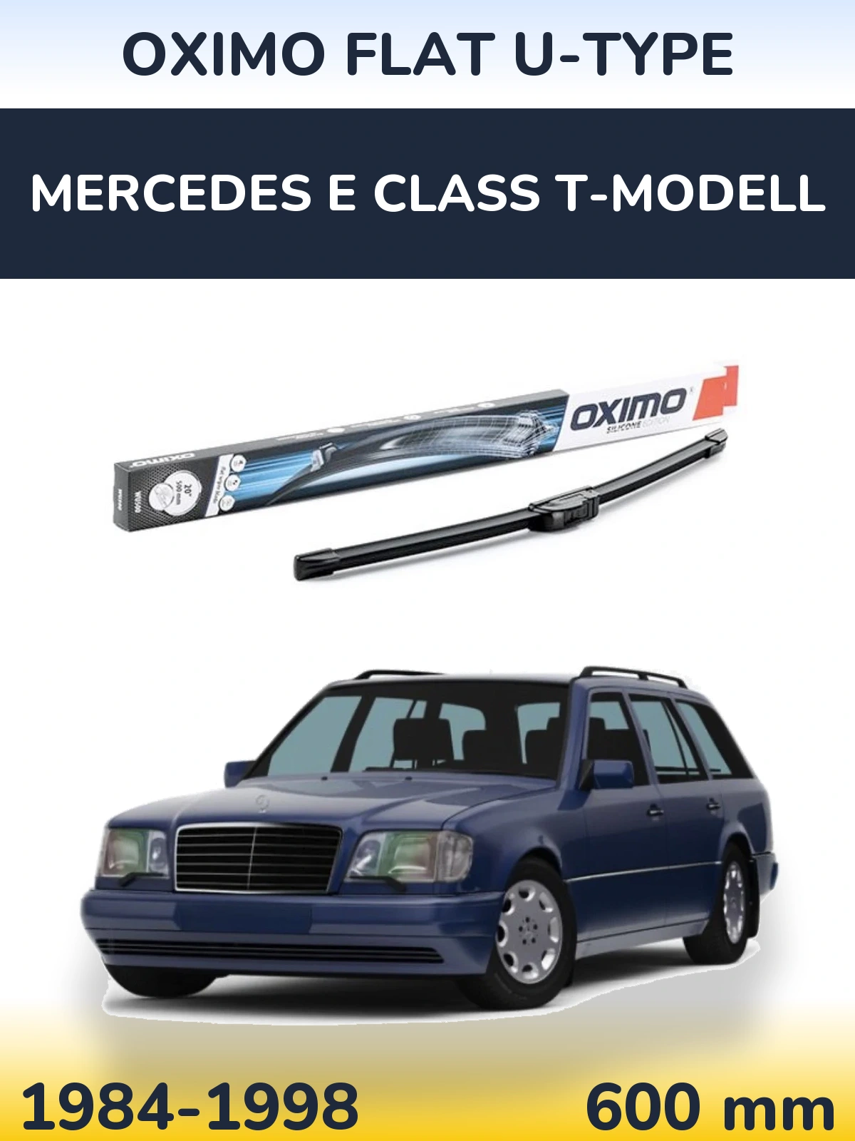 Front wiper blade Oximo Flat U-type 600 mm for Mercedes E Class T-Modelisl 1984-1998
