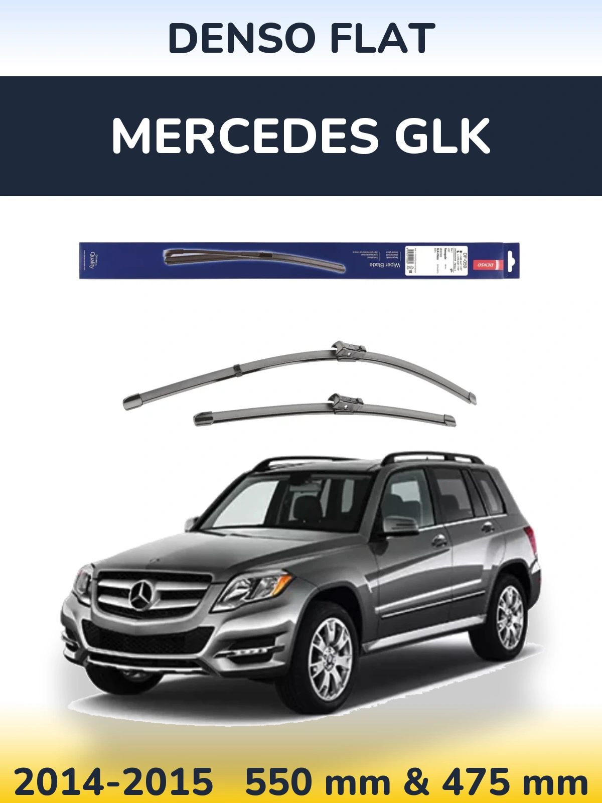 Front wiper blade set Denso Flat 550 & 475 mm for Mercedes GLK 2014-2015