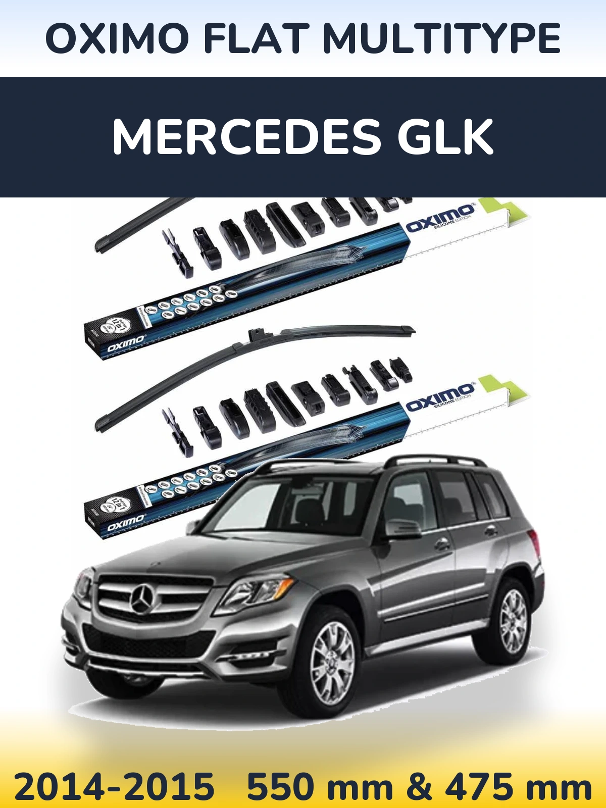 Front wiper blade set Oximo Flat MultiTipse 550 & 475 mm for Mercedes GLK 2014-2015