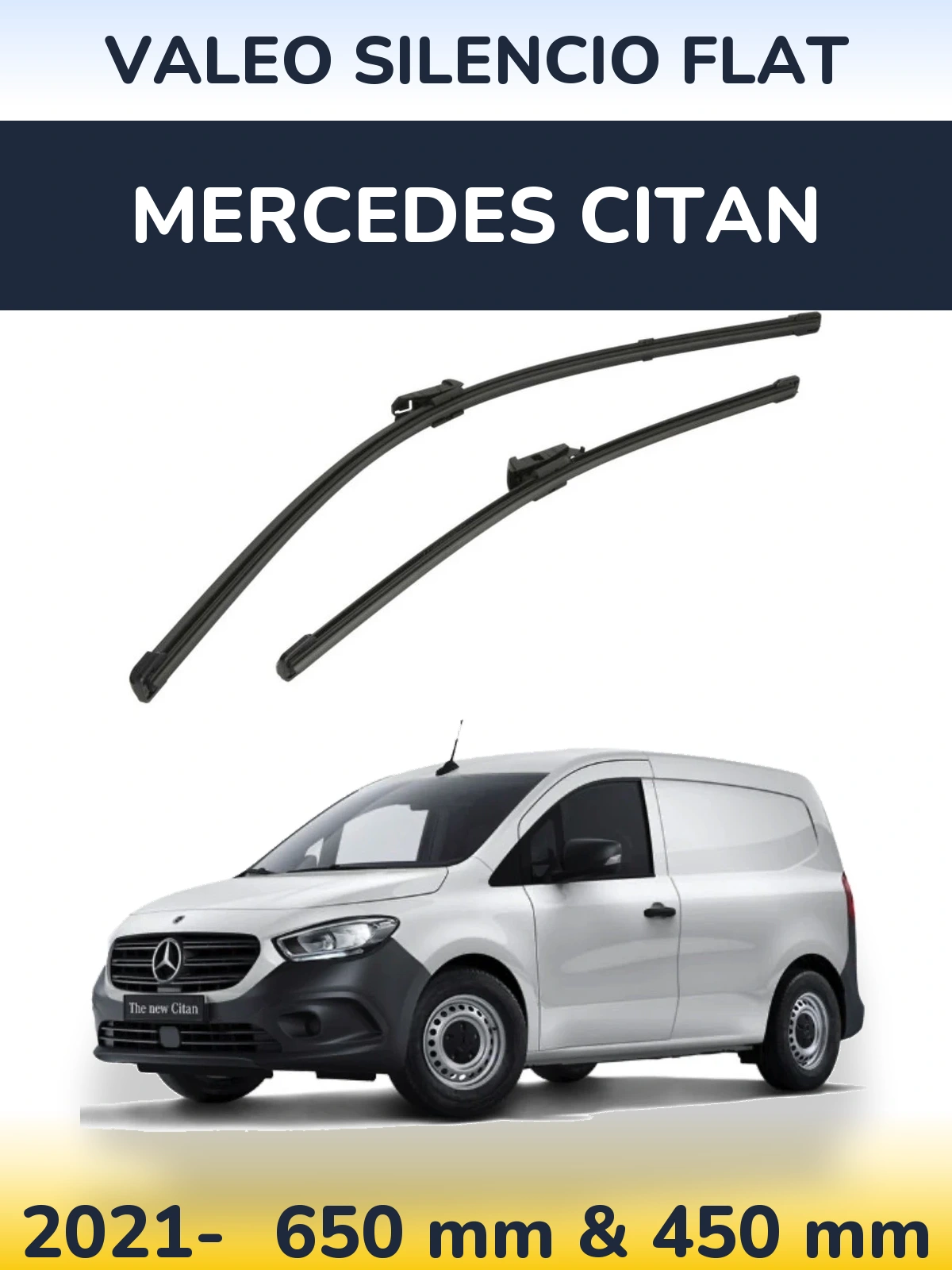 Комплект передніх щіток Valeo Silencio Flat 650 & 450 мм для Mercedes Citan 2021-2026