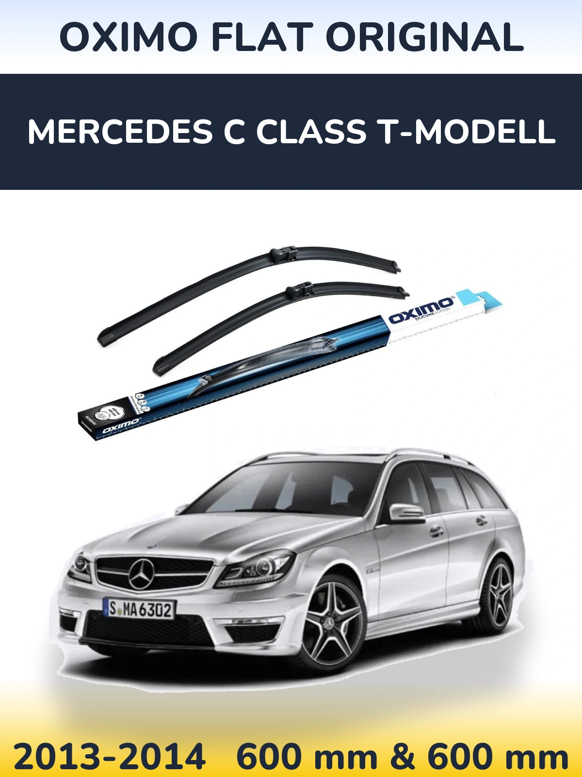 Front wiper blade set Oximo Flat Original 600 & 600 mm for Mercedes C Class T-Modelisl 2013-2014